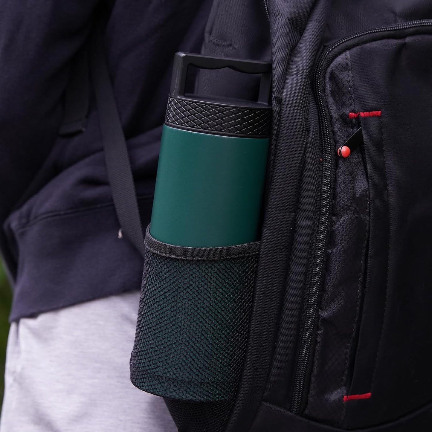 BJPKPK Insulated Water Bottles, Dishwasher Safe 18 oz Water Bottle with Handle, Leakproof BPA Free Water Jug, Stainless Steel Thermos for Sports, Navy Blue