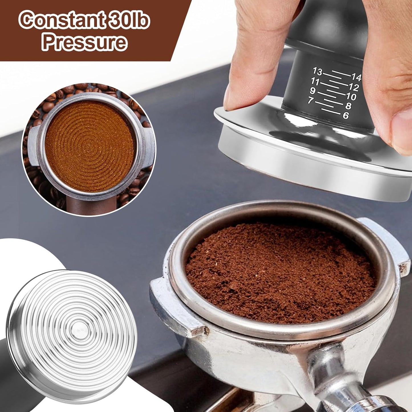 51mm Espresso Tamper Set - Dual-Spring Calibrated Coffee Tamper, 8-Needle WDT Tool Espresso Distribution Tool, Magnetic Aluminum Dosing Funnel, Reusable Puck Screen, Fit for 51mm Portafilters