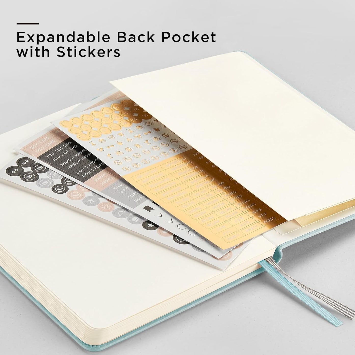 &And Per Se Dotted Journal Notebook, A5 Hardcover Leather Bullet Dotted Journal, 160 Pages 100 gsm Thick Dotted Paper,3 Sheets of Stickers Included - 5.7'' x 8'' (Light lavender)