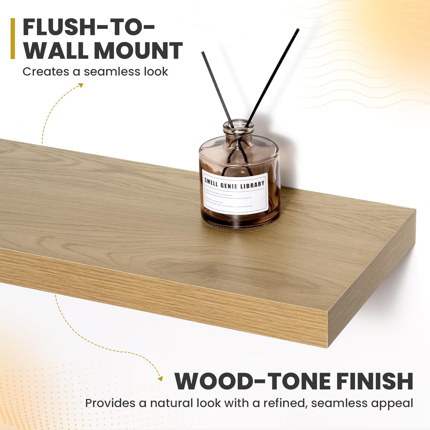 40 Inch Floating Shelves, 9.3" Deep Floating Shelf Wall Mounted, 40" Wall Shelves, Rustic Deep Bookshelf, Large Display Shelves & Storage Shelves for Bedroom, Living Room, Oak, Set of 2