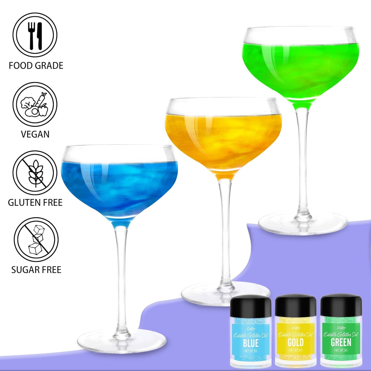 Edible Glitter - 4 Colors Edible Luster Dust Metallic Food Grade Coloring Glitter for Drinks, Baking, Cake Decorating - Edible Dust Powder Shimmer Sprinkle Powder for Icing, Wine, Chocolate, Candy