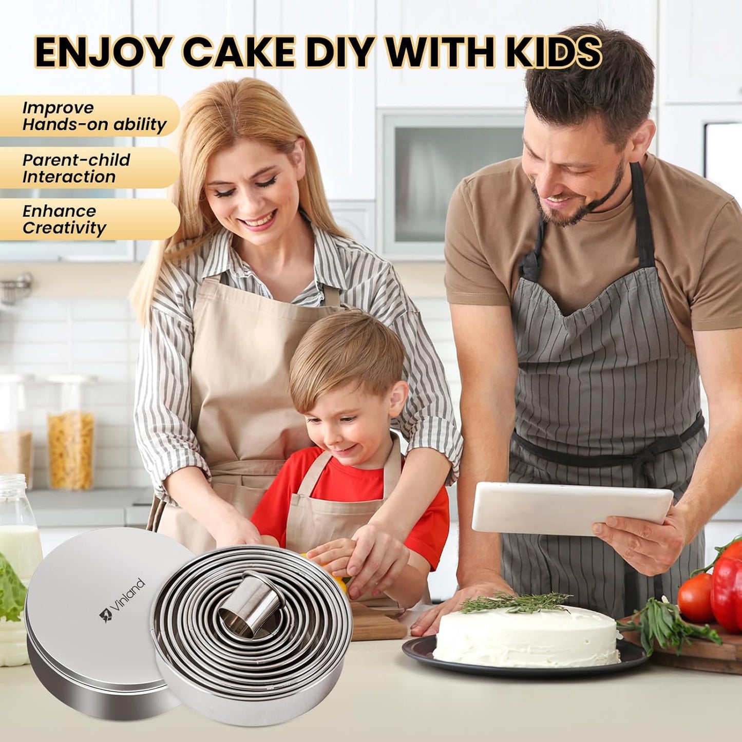 12-Piece 304 Stainless Steel Biscuit Cutter Set - Round Cookie Cutters for Baking (1/2/3/4/5 Inch) with Storage Box, Dough Pastry Cake Circle Cutting Ring Molds, Non-Rust & Dishwasher Safe