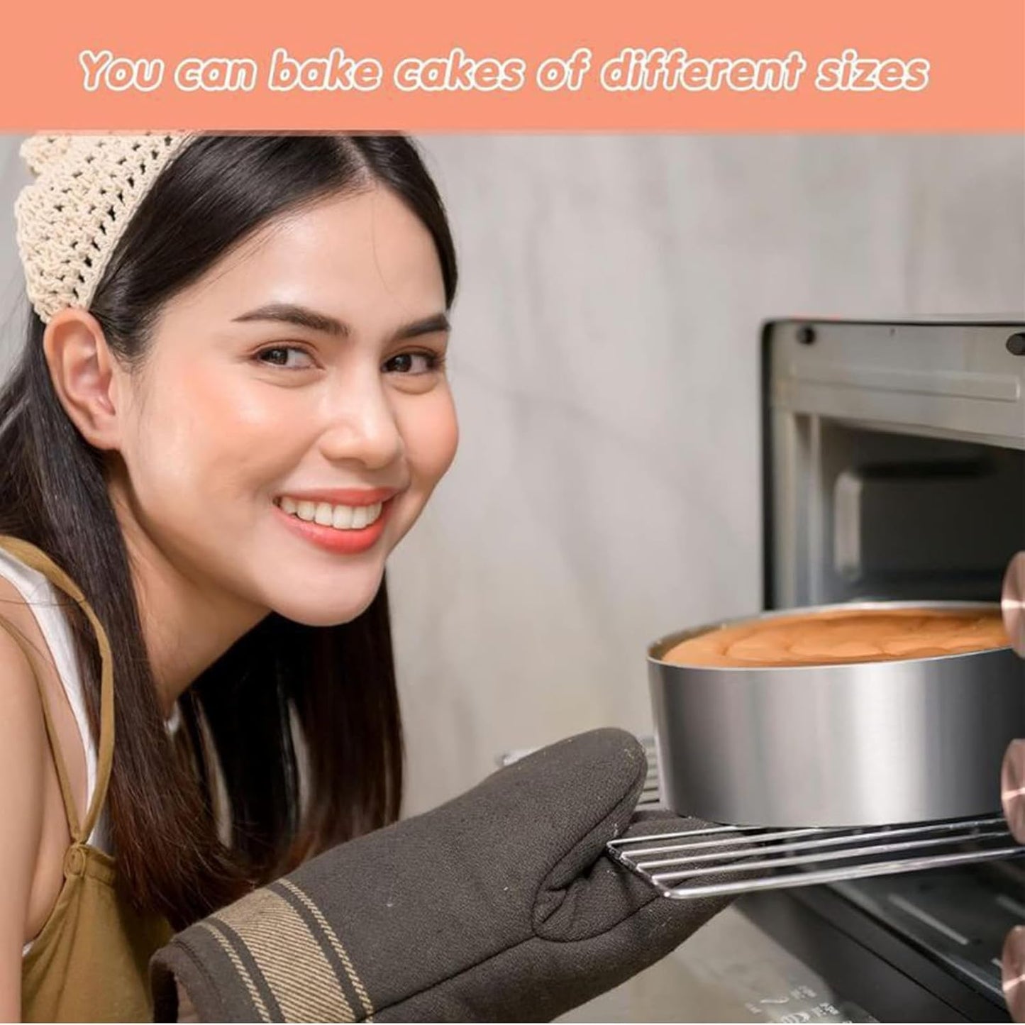 HcirjhieCake Mold-Cake Ring-Adjustable Round Stainless Steel 6 to 12 Inch Cake Mold - Stainless Steel 3 inch Dessert Mousse Molds withCake Baking Supplies(2-piece set)