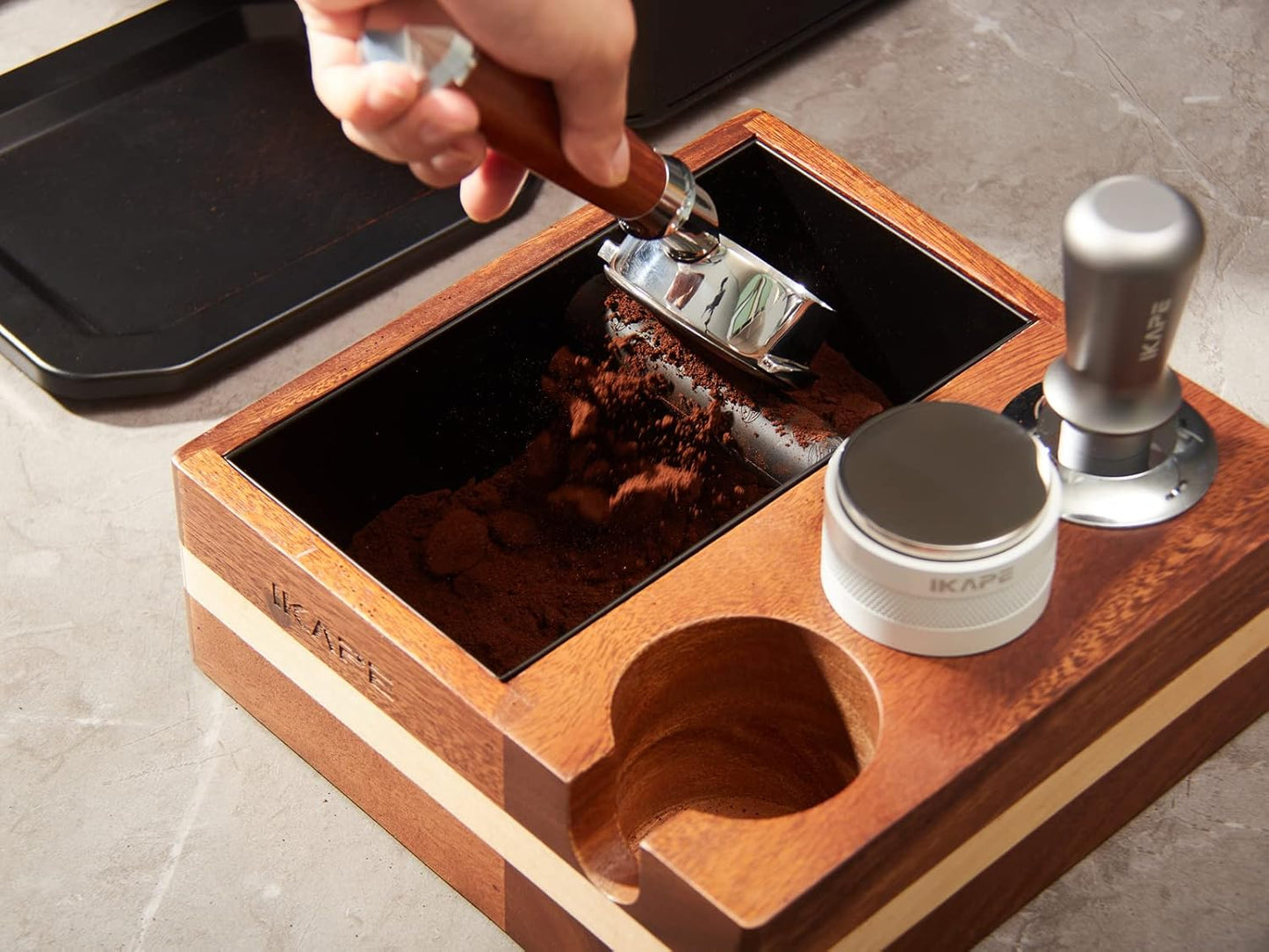 IKAPE 51mm Espresso Tamper, Premium Barista Coffee Tamper with Calibrated Spring Loaded, 100% Flat Stainless Steel Base Tamper for Espresso Machine