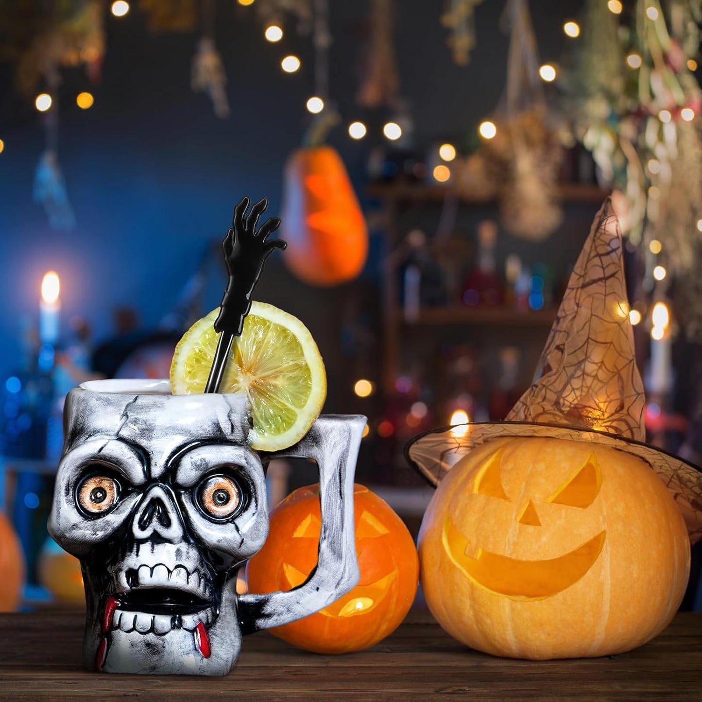 30 Pcs Halloween Swizzle Sticks Plastic Coffee and Cocktail Stirrers Fall Thanksgiving Drink Stirrers Cocktail Mixers for Halloween Fall Autumn Party Tea Coffee Bar Decoration(Zombie Hands)