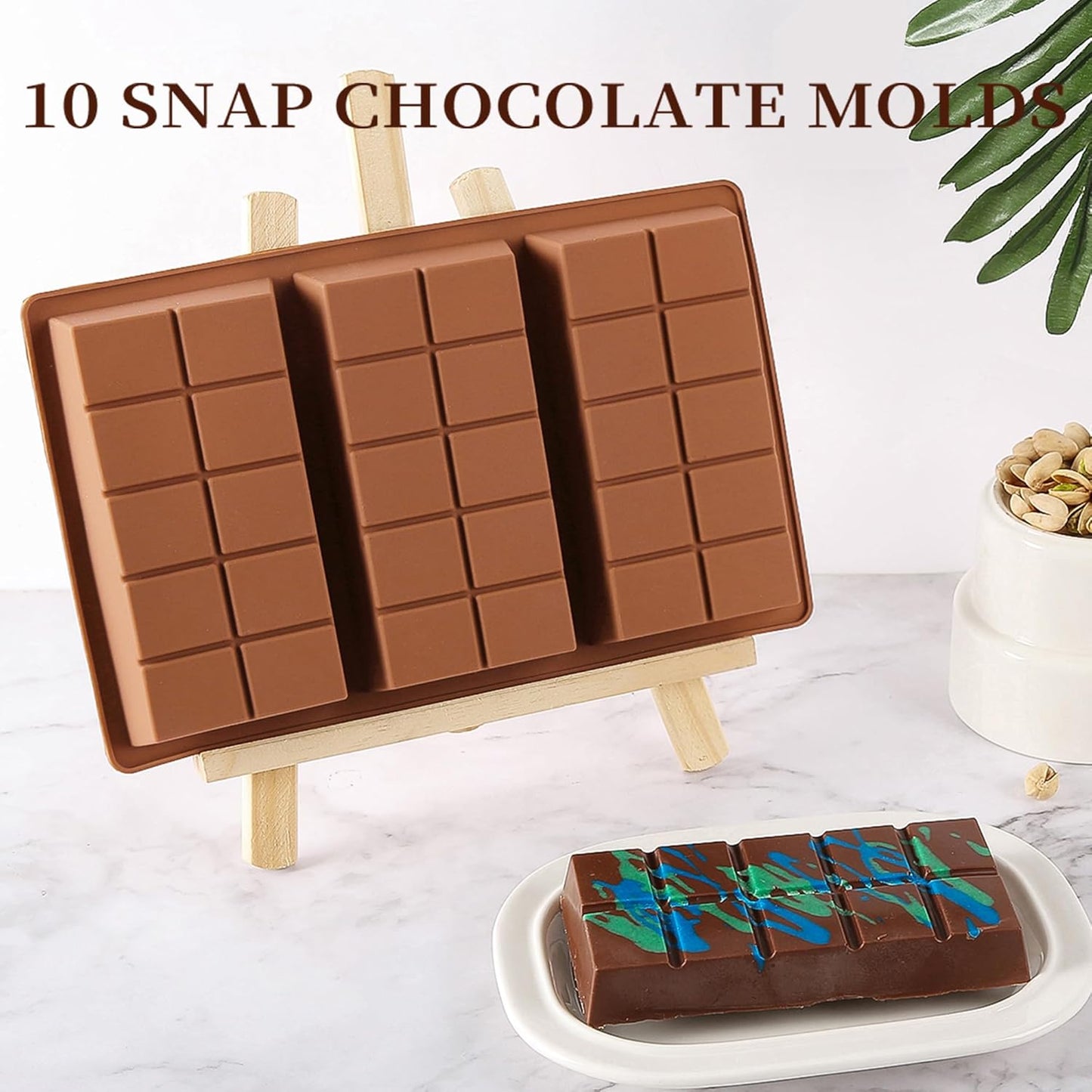 1 Inch Deep Chocolate Bar Mold, 3 Cavity Large Dubai Chocolate Molds, Thick Candy Bar Mould for Filling(2 Packs)