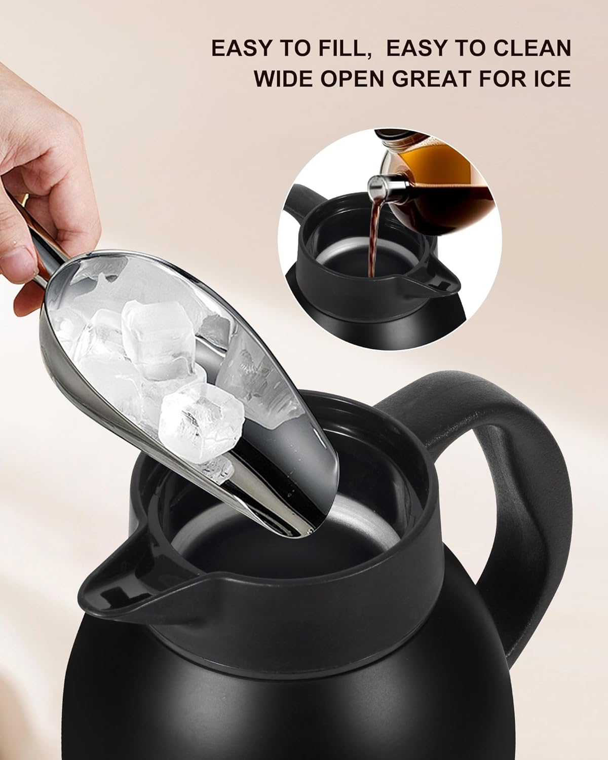 2 PCS Thermal Coffee Carafe 101 oz / 3L - Up to 24 Hours Hot, Insulated Stainless Steel Aipot for Hot Liquids, Coffee Carafes For Keeping Hot Coffee for Parties -Large Tea Carafe Flask(Black+Black)