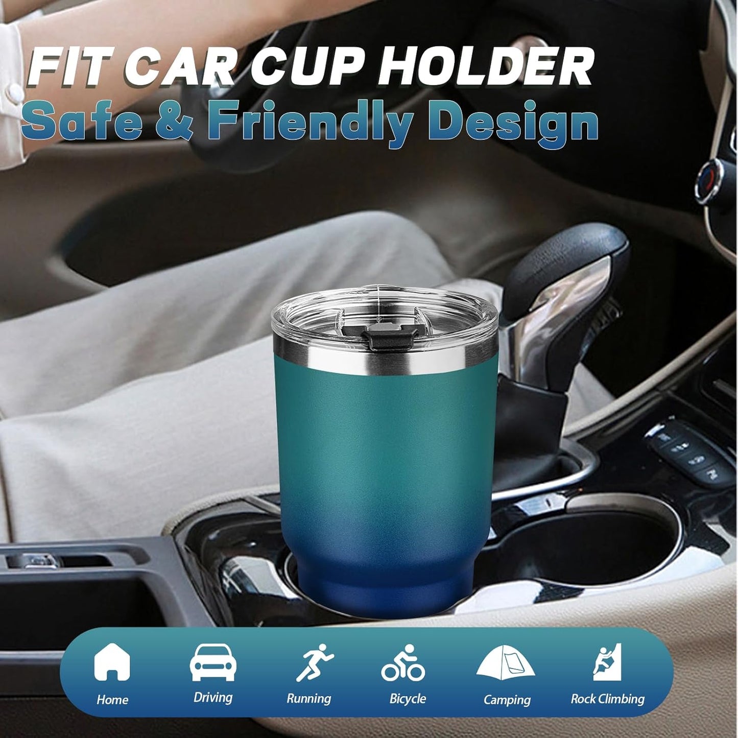 30 oz Tumbler with Lids and Straws, Stainless Steel Insulated Coffee Tumbler, Double Wall Vacuum Insulated Travel Mug Cup, Leakproof Thermal Coffee Cup for Hot and Cold Drinks (dark green blue)