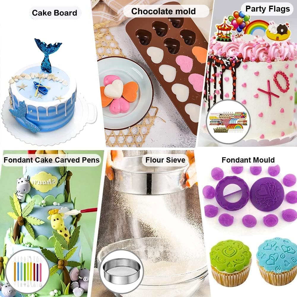 Cake Decorating Kit, 678pcs Cake Decorating Supplies Kit with Cake &Cupcake Carrier,Cake Stand Turntable,Piping Bags and Russian & Rose Icing Piping Tips set,Springform Pans,Cake Baking Supplies Kit