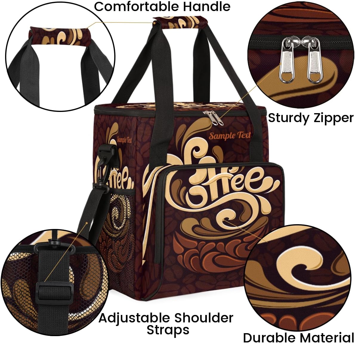 Funny Coffee Coffee Maker Carring Bag Coffee Cafe Travel Carrying Storage Tote Bag Compatible with Keurig K-Mini or K-Mini Plus Portable Single Serve Coffee Brewer Case with Pockets for K-cup Pods