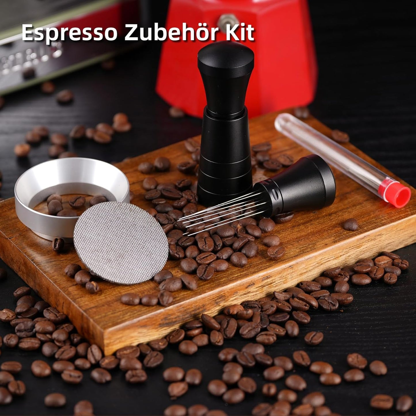 58mm WDT Tool Espresso Accessories Kit,GdHaHSP Dosing Funnel and Puck Screen Set,Espresso Stirrer Distribution Tool,Espresso Whisk for espresso tools