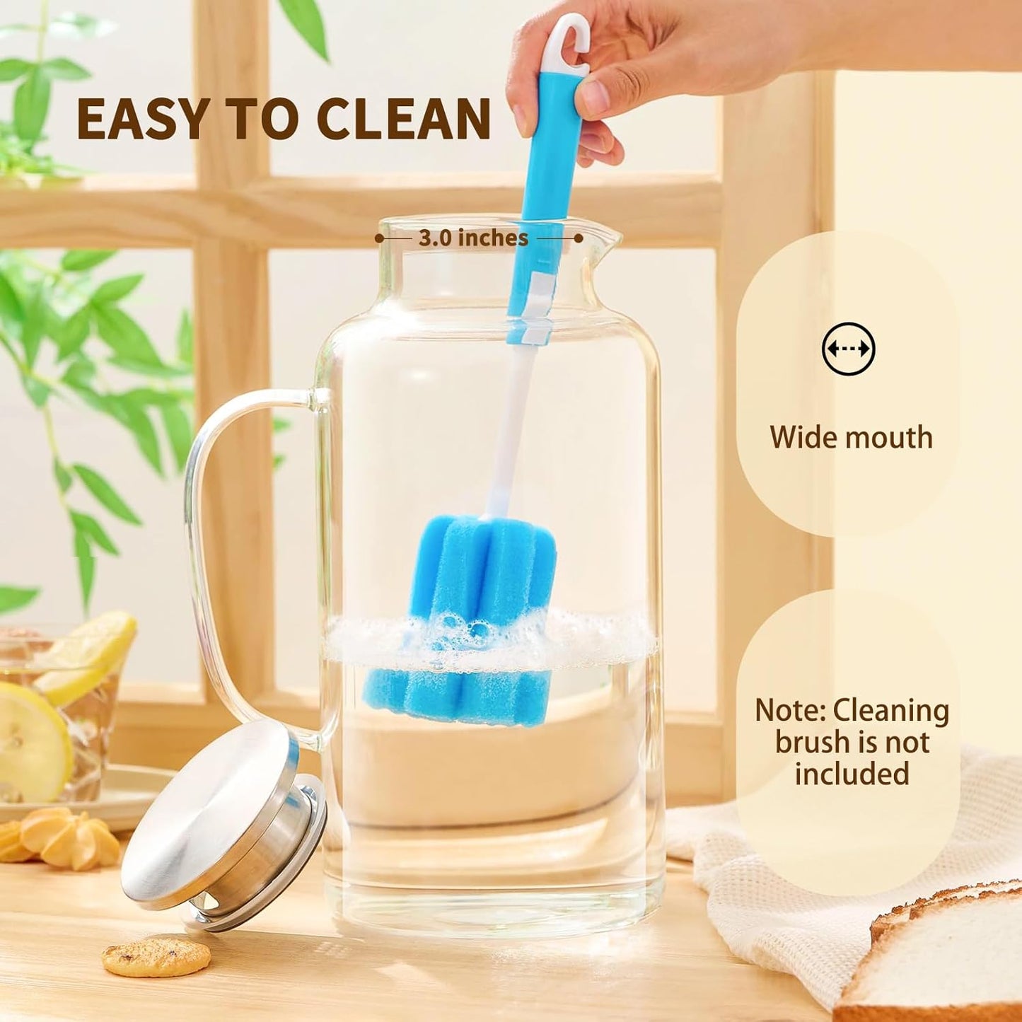 Glass Pitcher, 3.5L/118 oz Glass Water Pitcher with Lid and Spout, Heat/Cold Resistant Borosilicate Glass Water Carafe for Coffee, Juice and Homemade Beverage