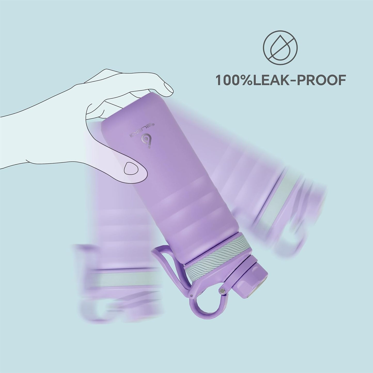 IDEUS Insulated Stainless Steel Water Bottle with 2 Leak-Proof Lids, Thermal Water Flask for Hiking Biking, 18oz, Violet