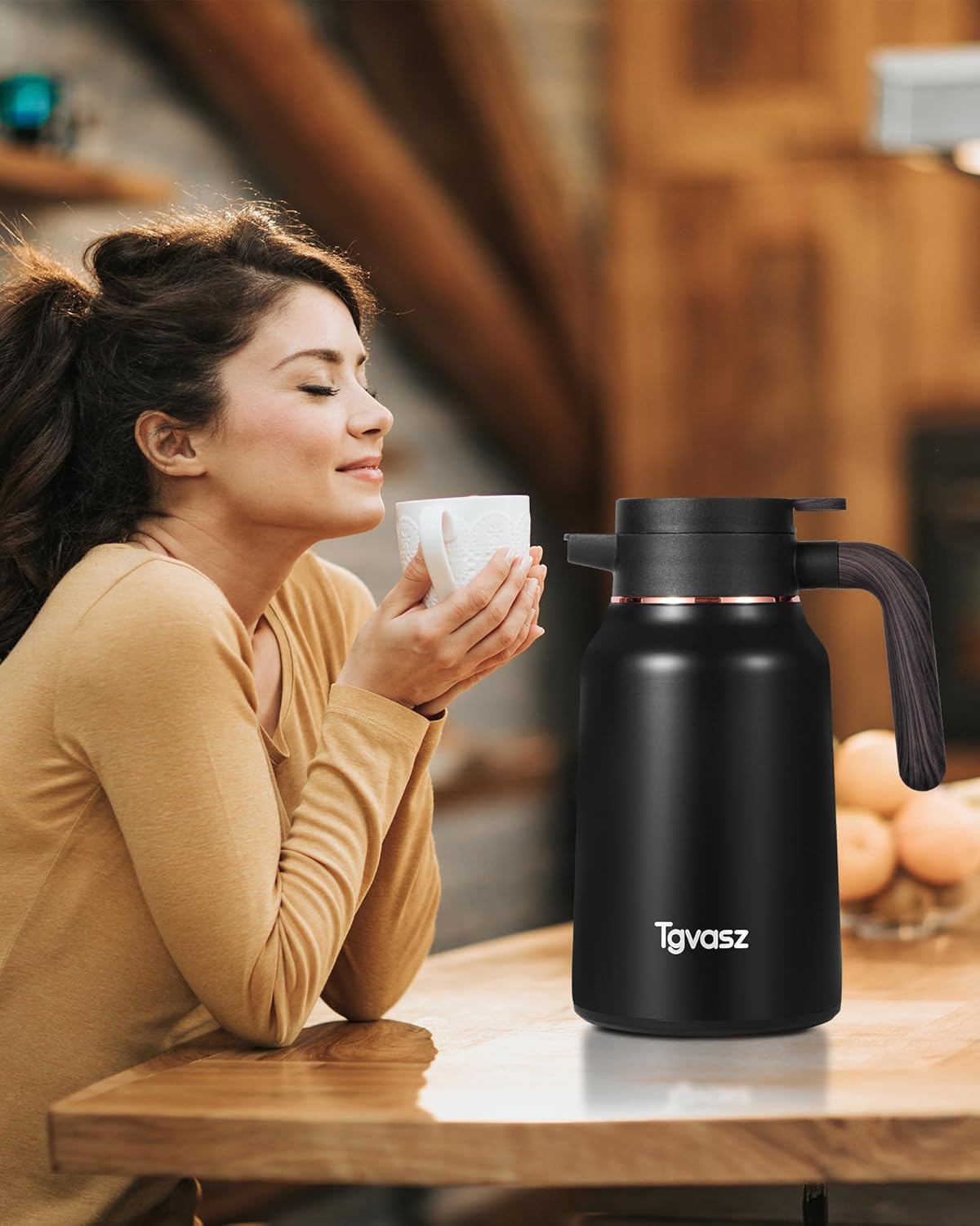 51 Oz Carafes for Hot Liquid, Stainless Steel Insulated Vacuum Thermal Coffee Carafes For Keeping Hot, 1.5 Liter Coffee Dispenser(Black)