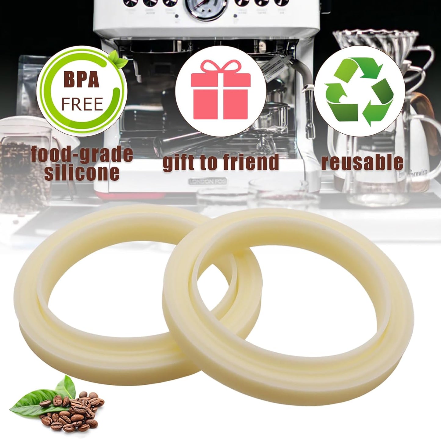 Dianrui 2PCS 54mm Silicone Steam Ring for Breville Espresso Machine Accessories BES870xl/878/860/880/810/840/450/500 Espresso Accessories Grouphead Gasket Replacement Part