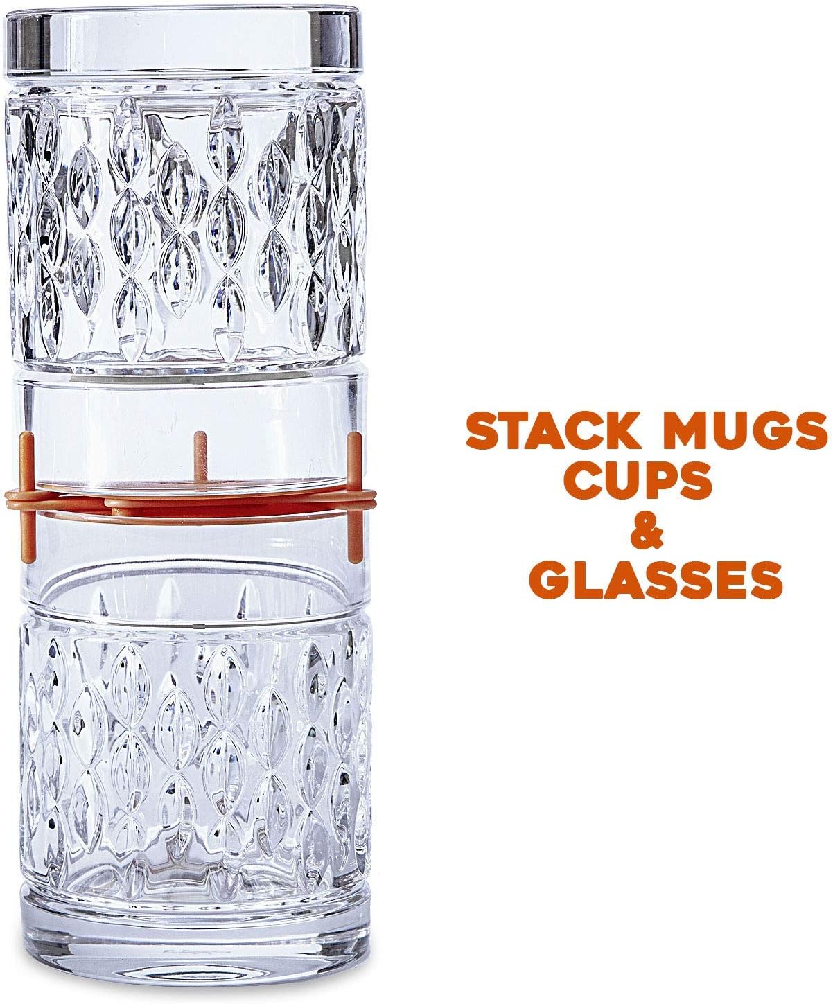 ELYPRO Mug Stacker 6-Pack – Coffee Mug Rack & Mug Organizer | Stackable Cup Holder for Coffee Bar & Kitchen, Under Cabinet Mug Holder – Space-Saving Mug Storage for Cabinets – Black