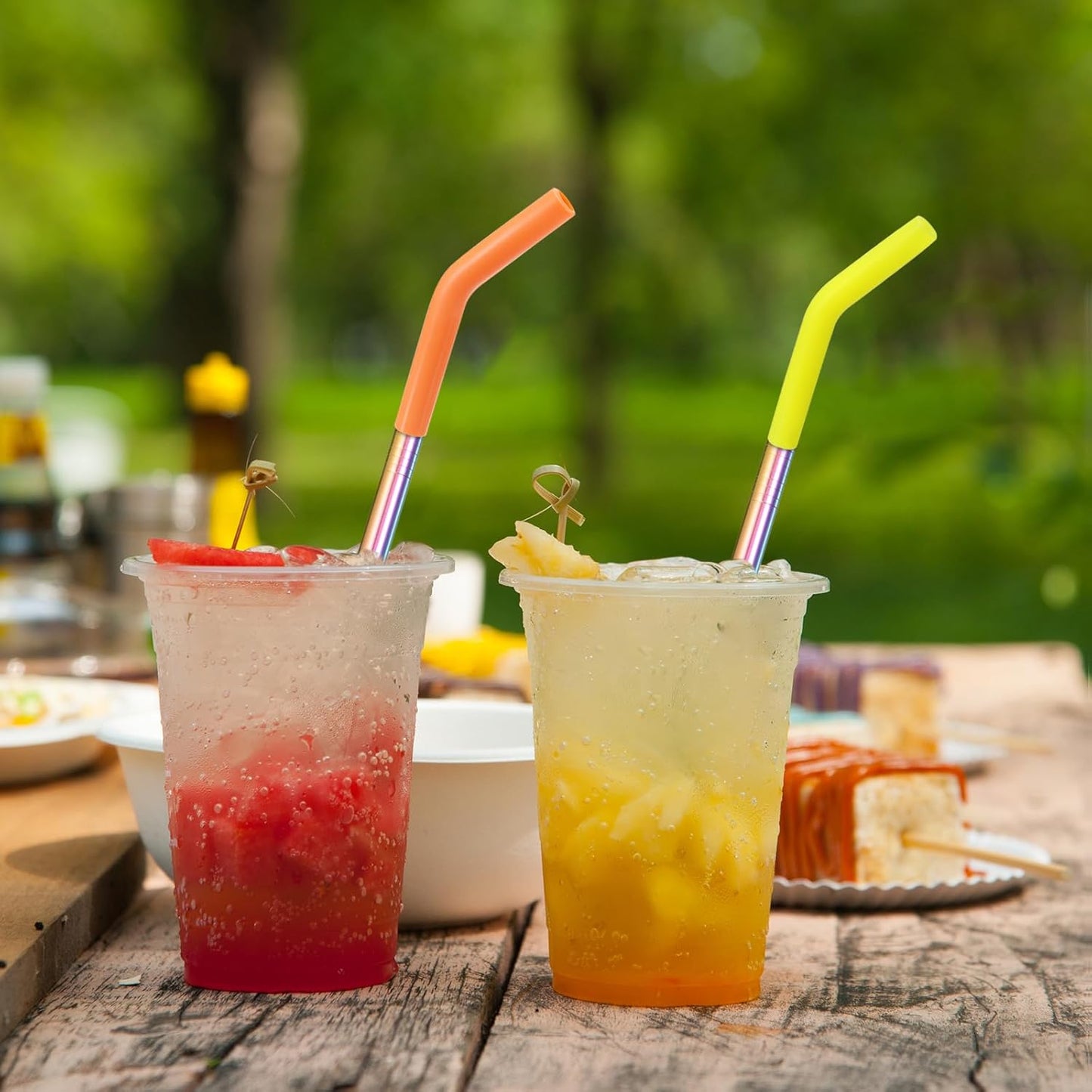 uxcell 12pcs Silicone Straw Tips, Silicone Straw Elbows Tip, Soft Reusable Metal Straw Covers Fit for 6mm/0.24" OD Stainless Steel Straws, Yellow