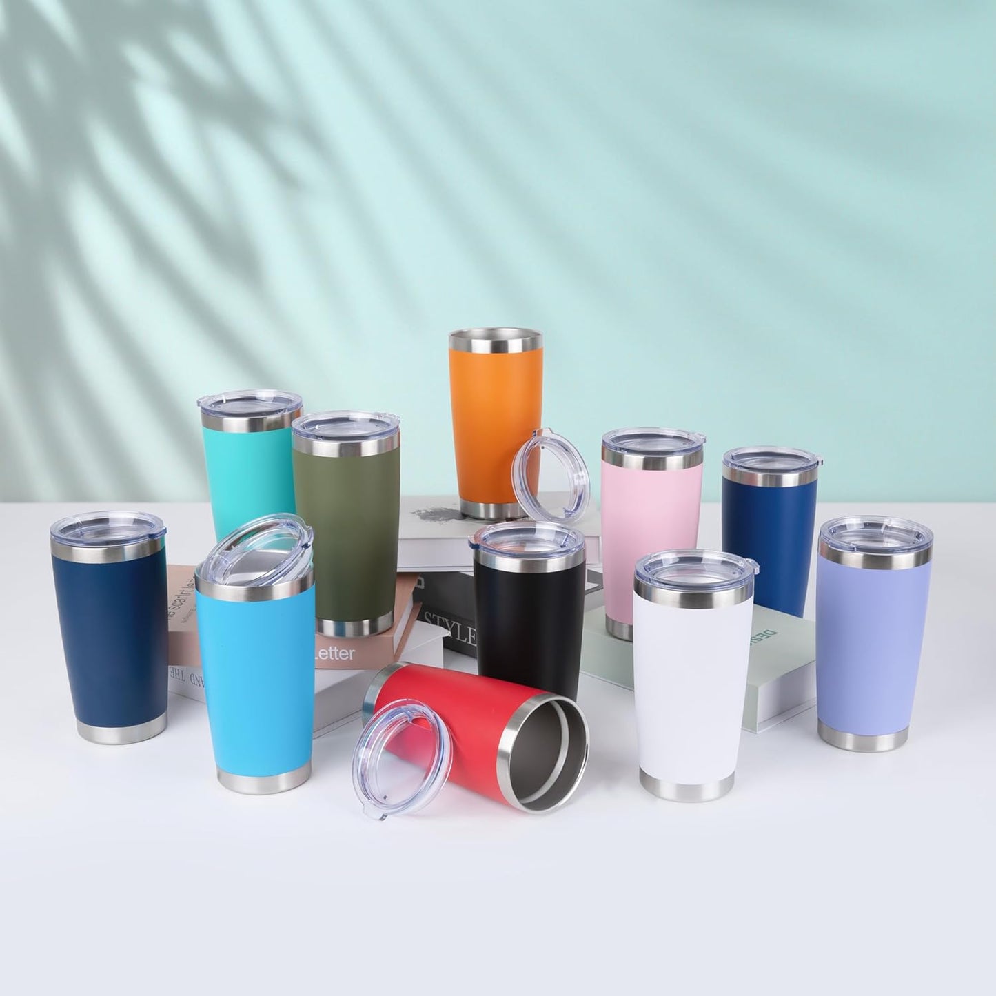 HASLE OUTFITTERS 20oz Stainless Steel Tumblers Bulk, Insulated Travel Cup with Lid, Double Wall Vacuum Coffee Mug for Cold & Hot Drinks 1 Pack, Light Pink