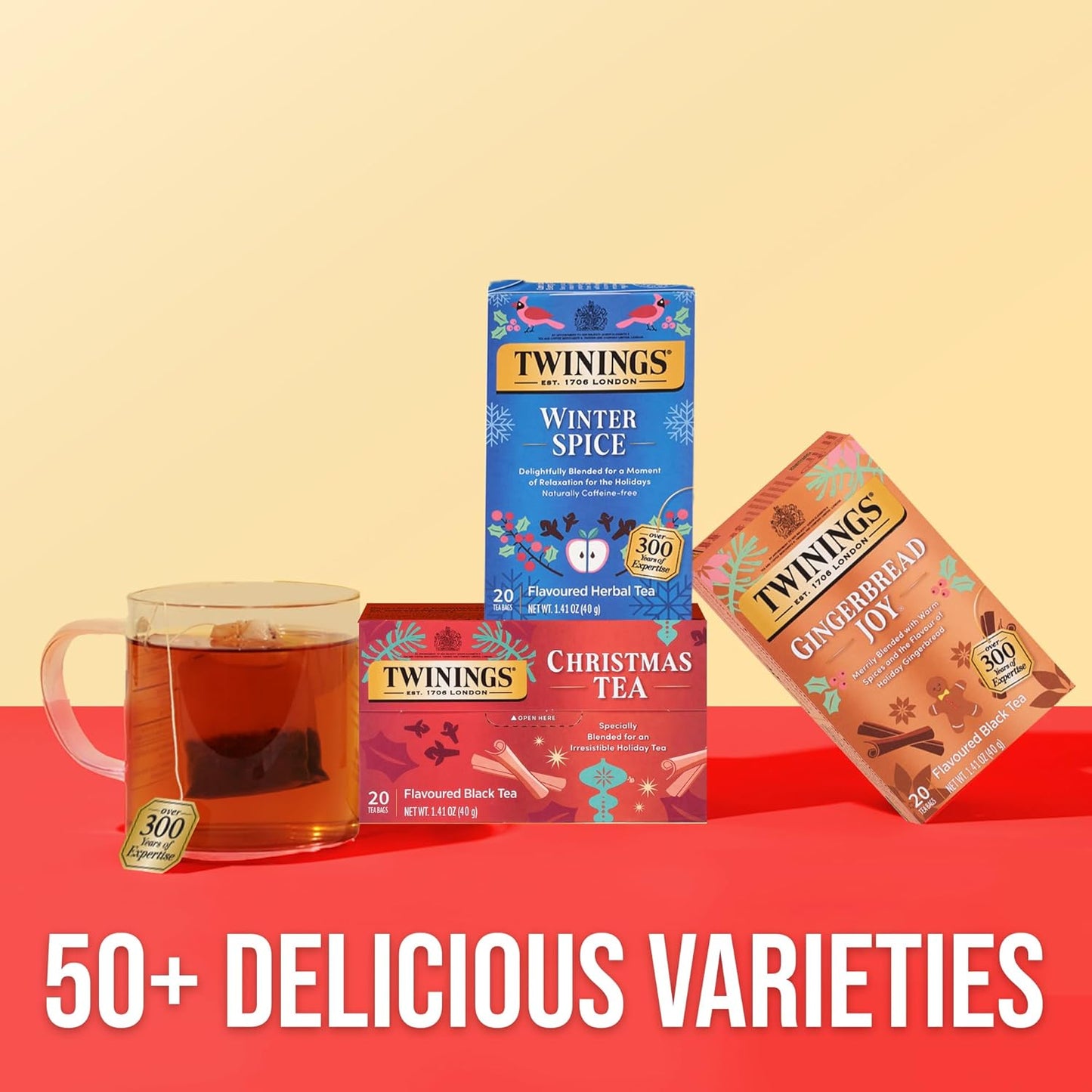 Twinings Gingerbread Joy Black Tea Individually Wrapped Bags, 20 Count (Pack of 6), Ginger & Cinnamon, Caffeinated, Enjoy Hot or Iced, 120 Teabags