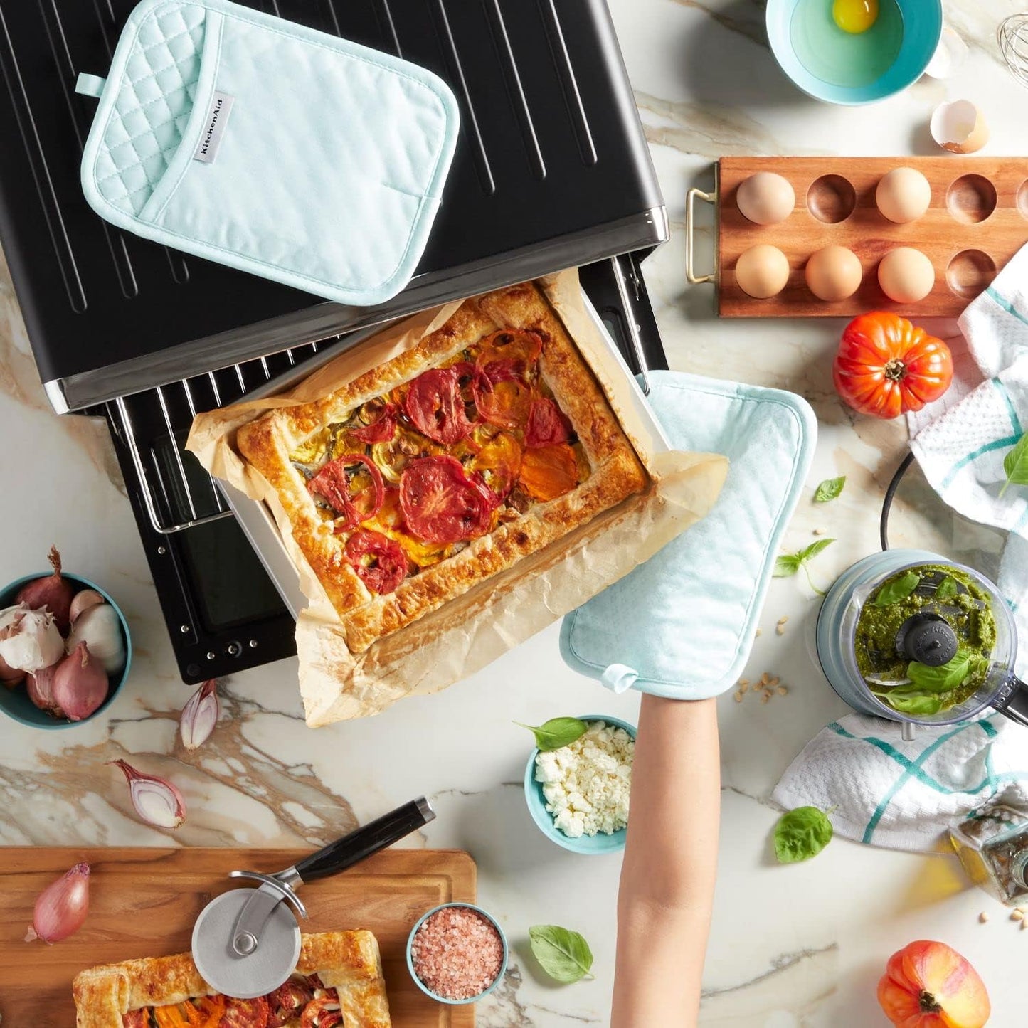 KitchenAid Asteroid Pot Holder 2-Pack Set, Mineral Water, 7"x10"