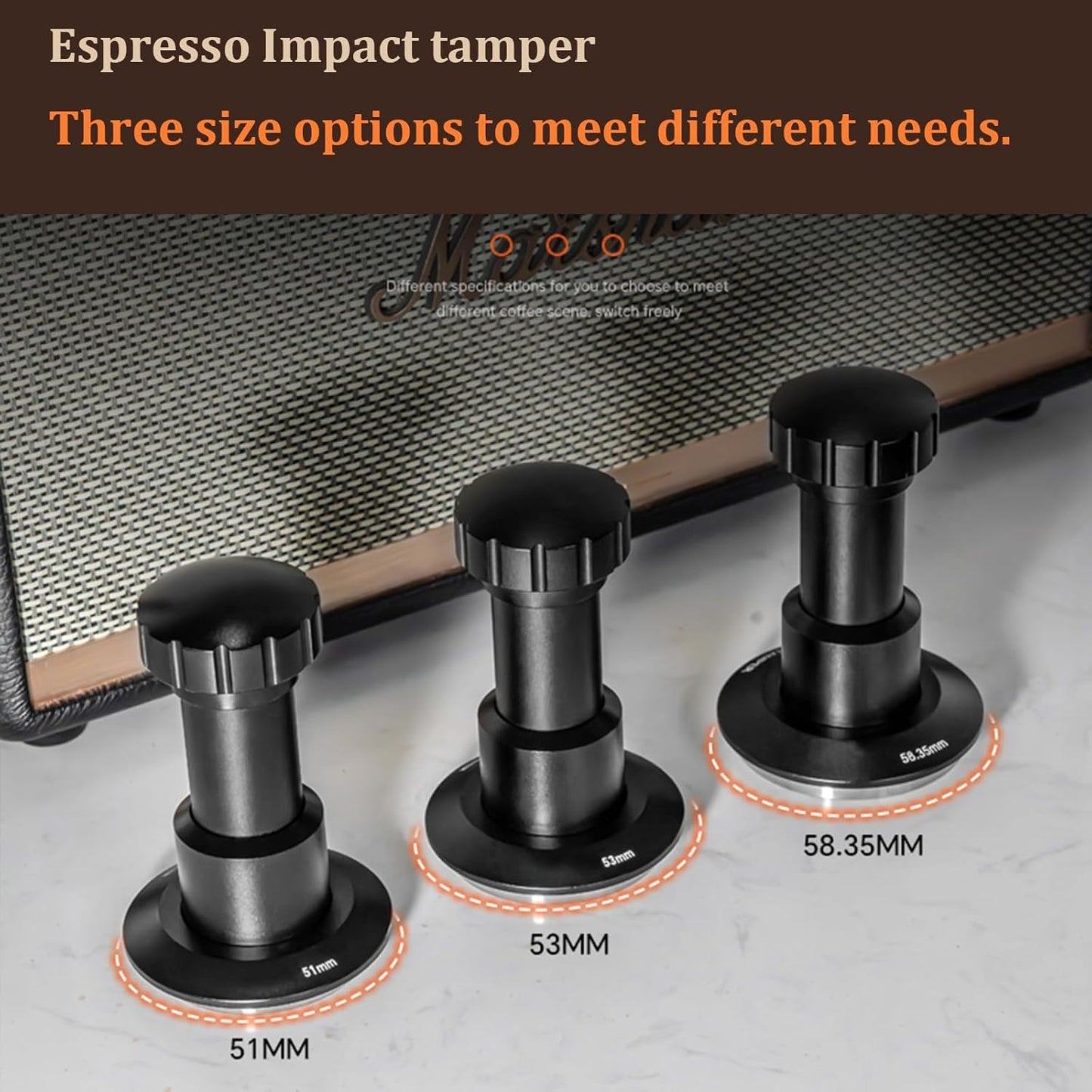 58mm Espresso Tamper,Impac Coffee Tool Espresso,Compatible WithE61, Flair 58, ECM etc.Portafilter 58mm,30lb,316 Stainless Steel. (58MM Black)