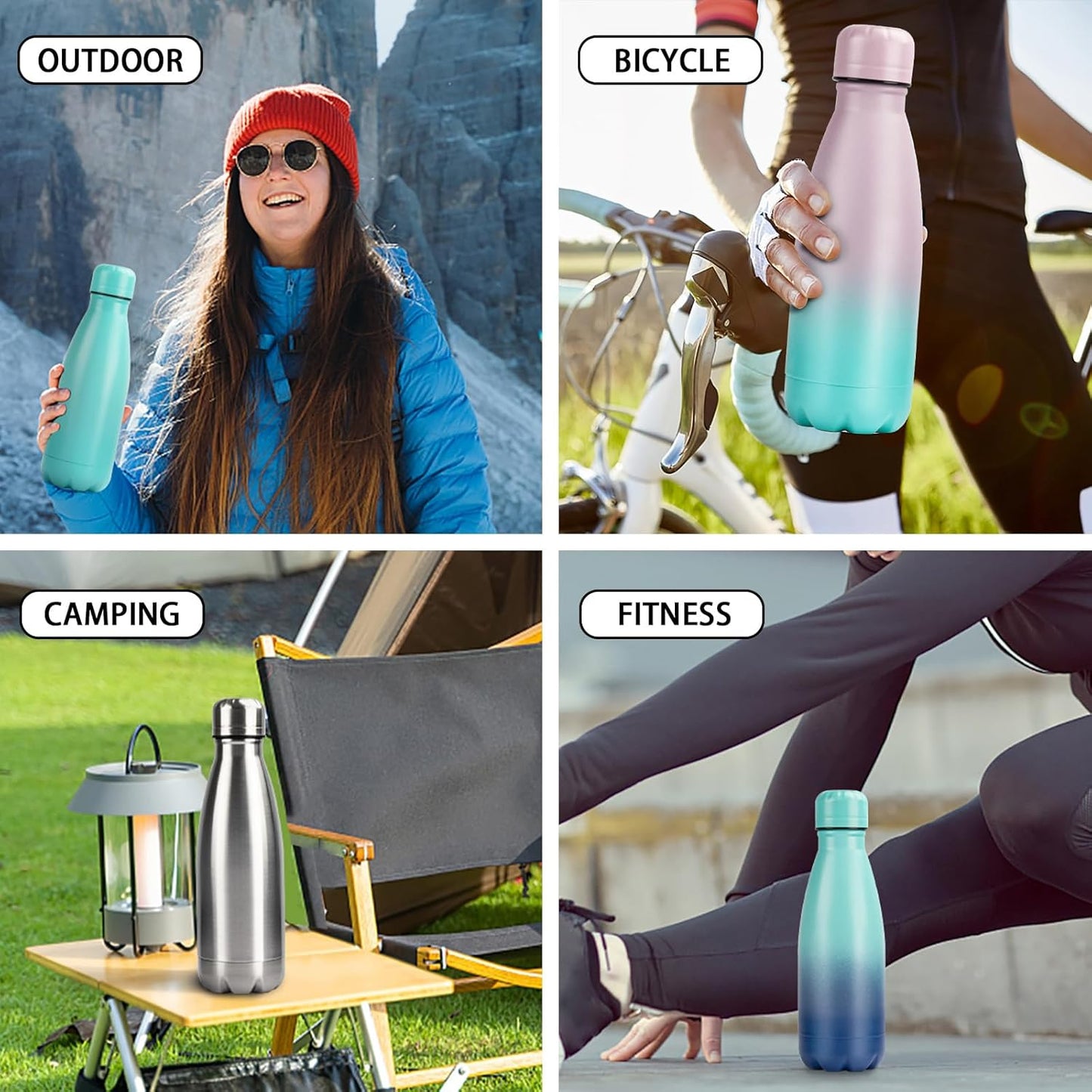 Insulated Water Bottle, 12oz Stainless Steel Water Bottles with straw lid, Metal Sports Water Bottles for Boys,Girls, Double Wall Vacuum BPA-Free Flask for School, Sports & Travel-Black