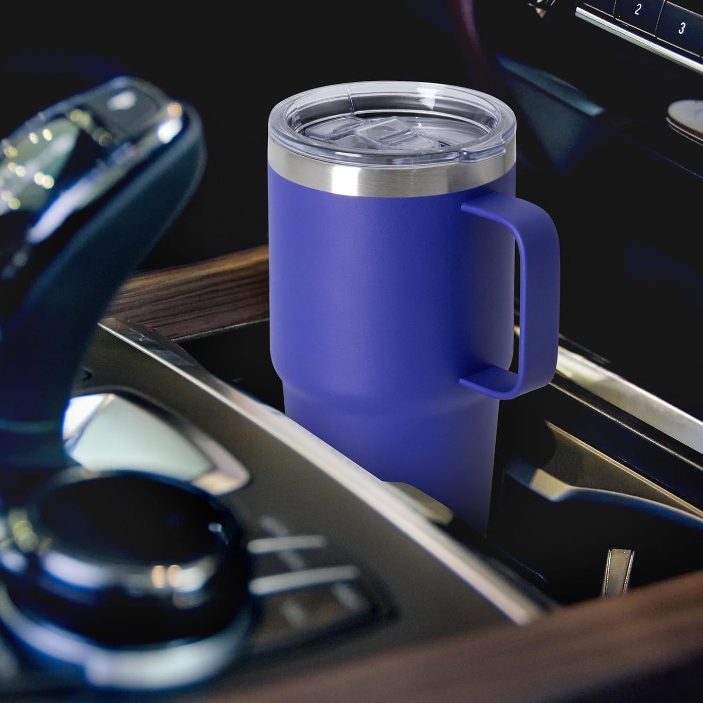 HASLE OUTFITTERS 20oz Tumbler Bulk with Lid, Stainless Steel Tumbler Bulk with Handle, Metal Insulated Travel Coffee Mug Set with Handle, Double Wall Vacuum Leak Proof Tumbler Cup, Blue 6 Pack