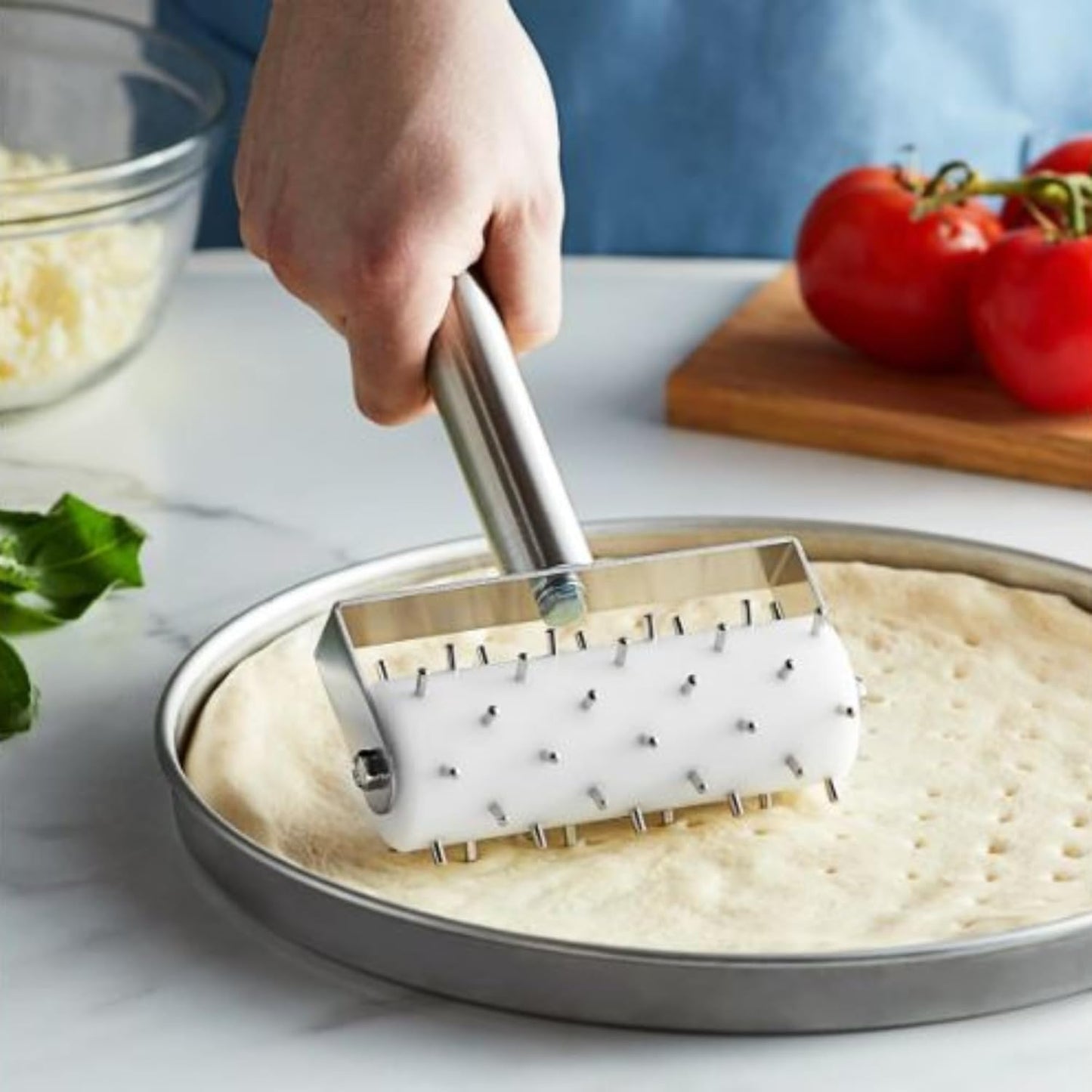 Pizza Dough Roller Docker β Stainless Steel Pizza Roller Dough Pin Puncher & Hole Maker Tool for Pie, Pastry, Cookie, Bread β Medium White