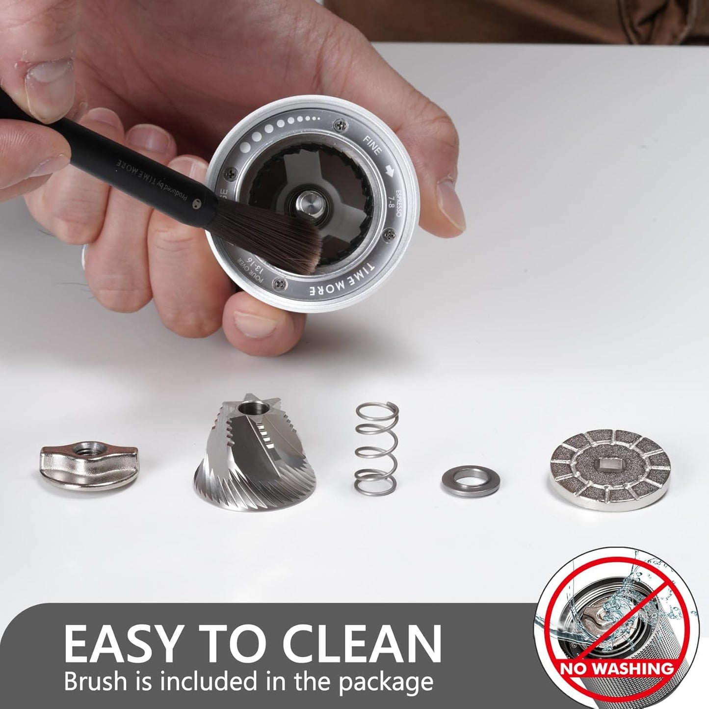 TIMEMORE Chestnut C3S Manual Coffee Grinder with CNC Stainless Steel Conical Burr Capacity 25g, Internal Adjustable Setting, Double Bearing Positioning for Travel, Camping, White