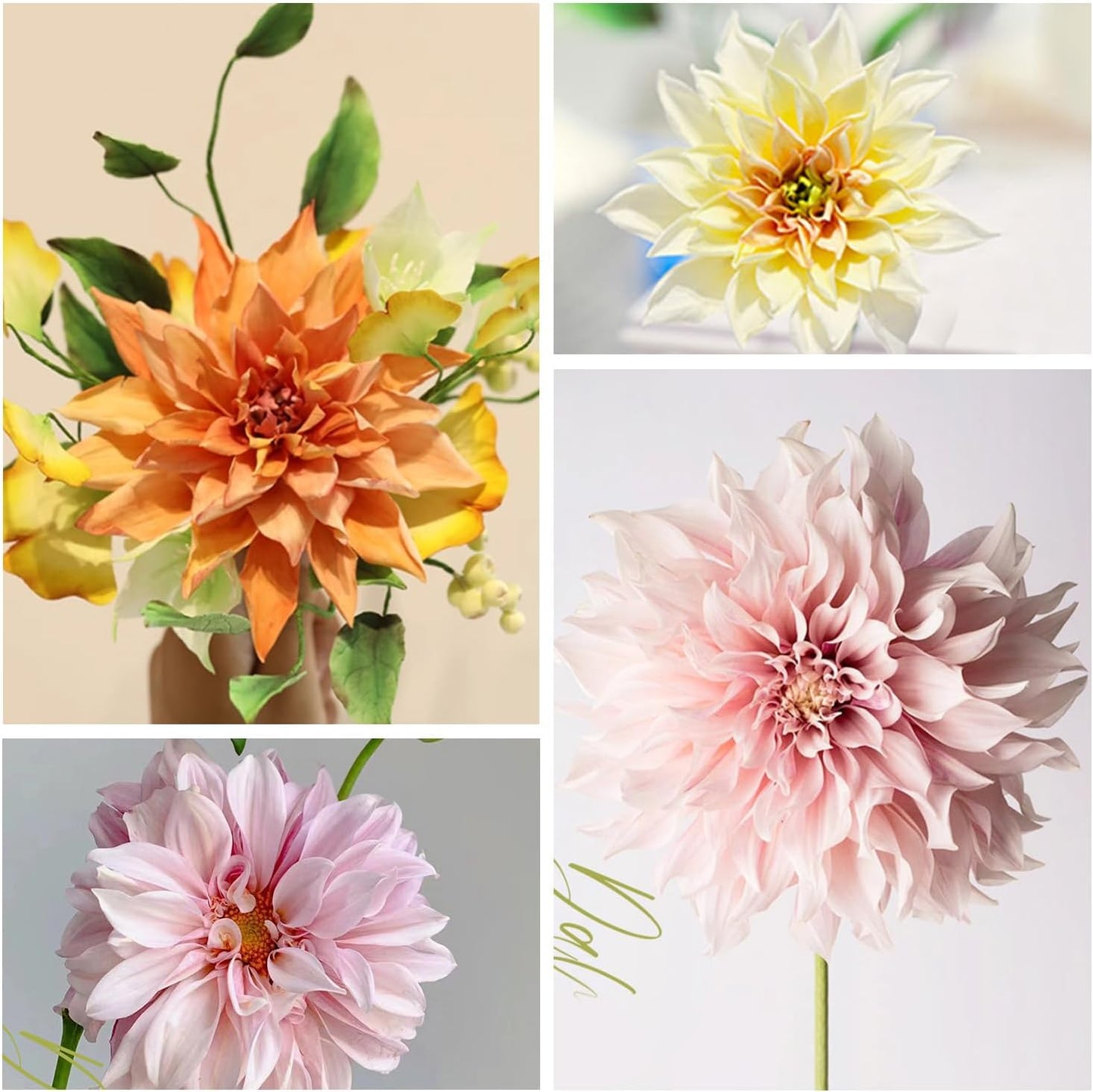 KALAIEN Dahlia Sugar Flower Veining Molds Fondant Cutters Gumpaste Cake Craft Tools(14PCS)