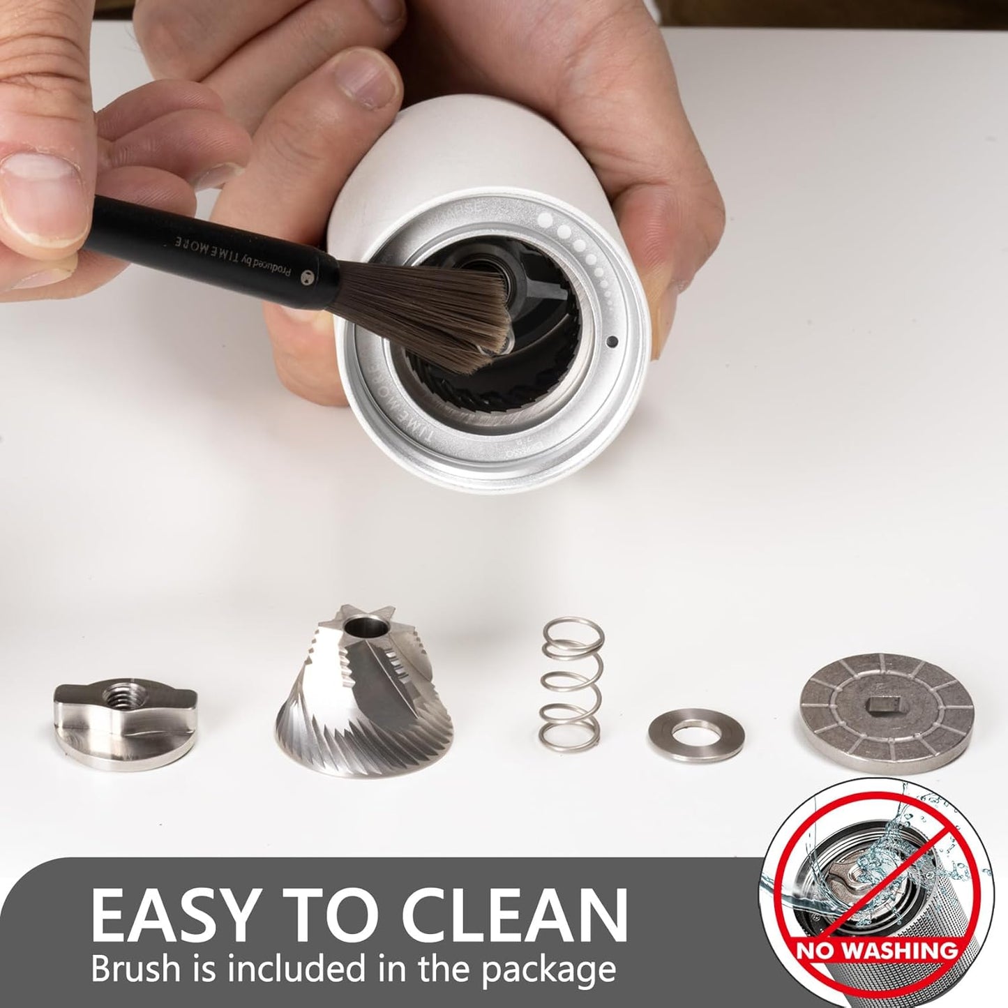 TIMEMORE Chestnut C3S Pro Manual Coffee Grinder, Stainless Steel S2C Conical Burr Coffee Grinder, Hand Coffee Grinder with Foldable Handle, Adjustable Grind Setting for Travel/Camping/Home, White