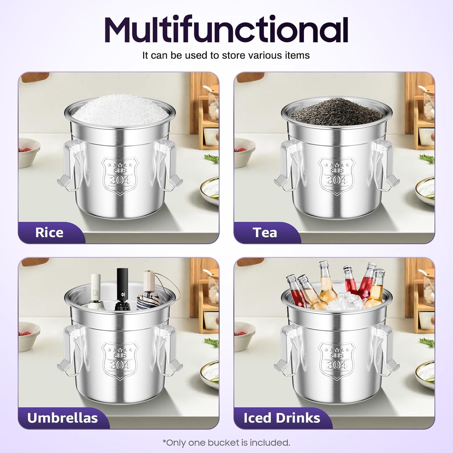 202 OZ Stainless Steel Canister Rice Cereal Grain Storage Containers with Lid Airtight Coffee Bean Storage Milk Flour Sugar Food Storage for Home Bar Restaurant (6L/202 OZ)