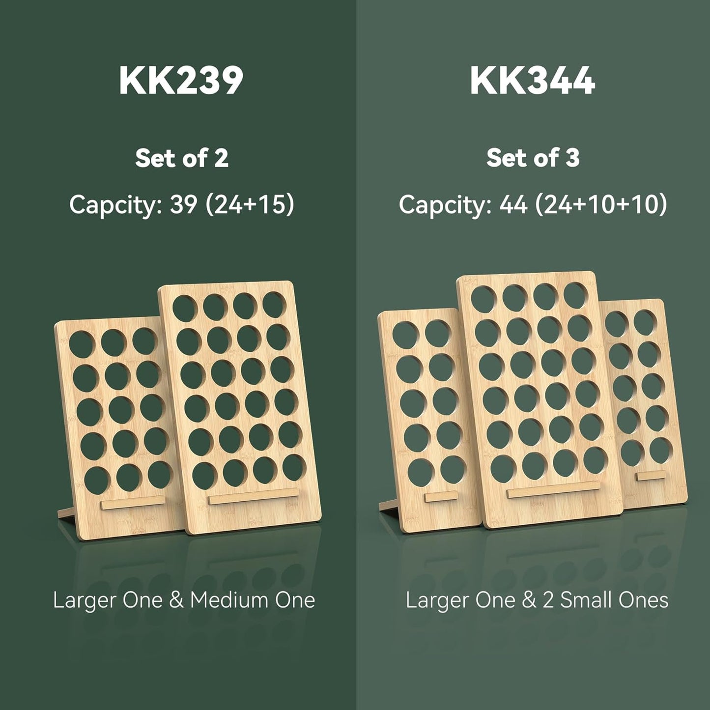 Bamboo K-Cup Holder Display Set of 3 – 44 Cup Capacity Coffee Pod Organizer Stand for Keurig, No Assembly Required, Stylish Kitchen Counter Coffee Station Organizer for Home & Office