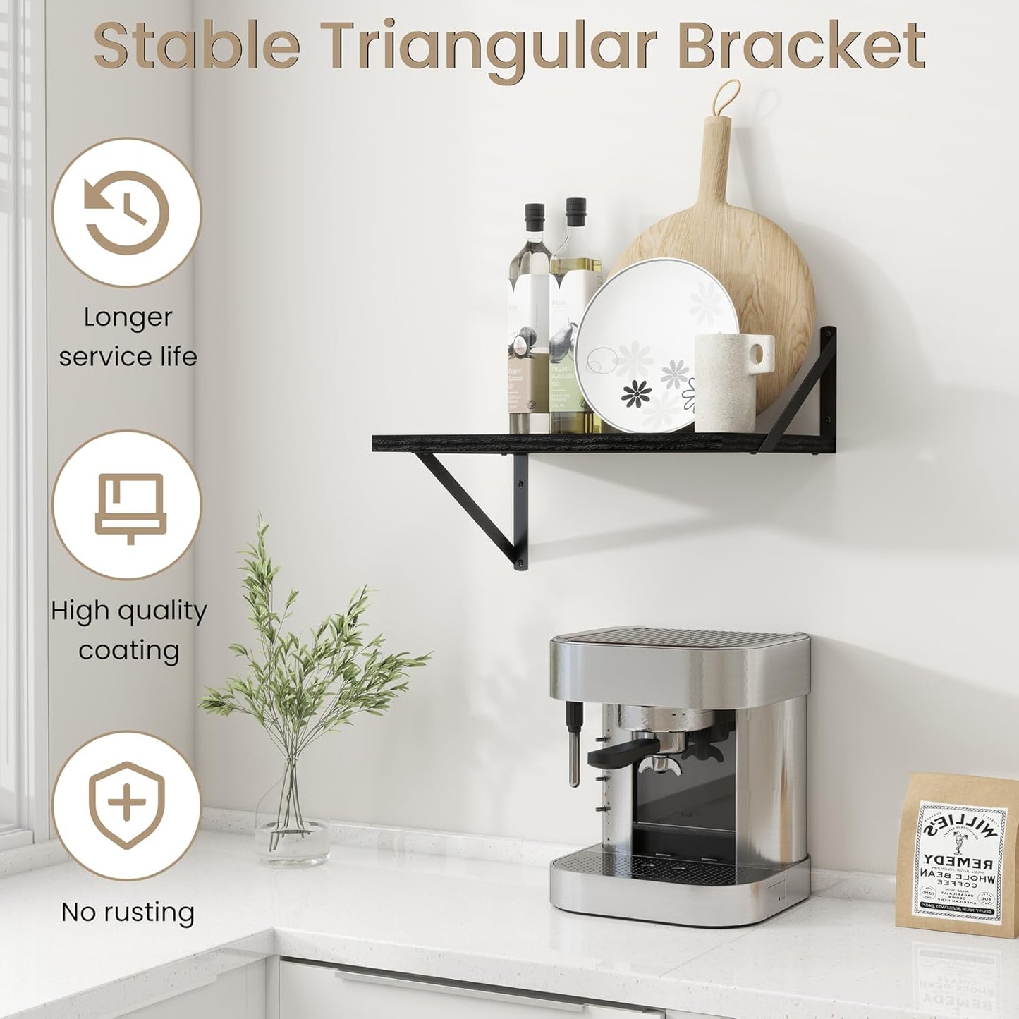 Dreamland Deep Floating Shelves for Wall, Black Floating Shelves, Large Floating Shelf 12 * 16 inch Set of 2 for Bookshelf Living Room Bedroom Home Office Bathroom