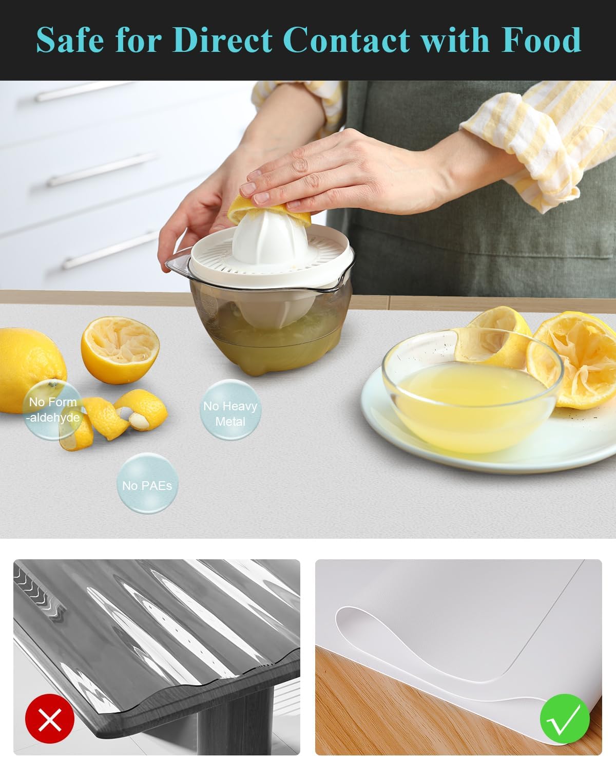 Pure White Plastic Table Cover Protector, 42" x 72" Waterproof Easy Flat PVC Desk Pad Mat, 1.5mm Thick Rectangle Vinyl Table Top Protector for Dining Room Table, Office, Dresser