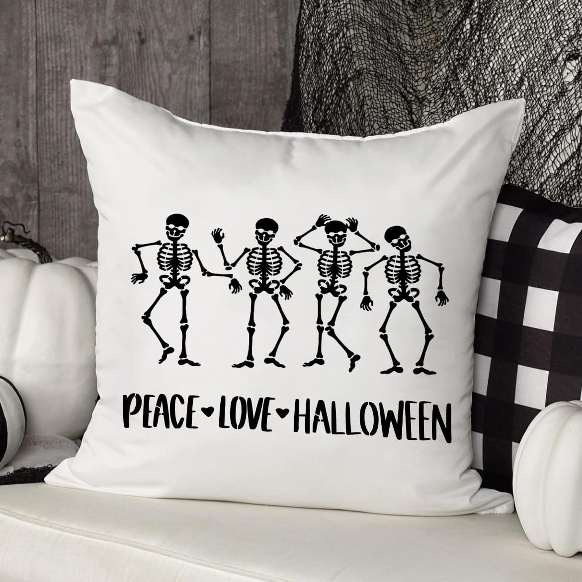 Halloween Stencils for Door Mats Skeleton Boo Stencil Reusable Halloween Stencils for Painting on Wood Sign Door Mats Fabrics DIY Crafts Decor