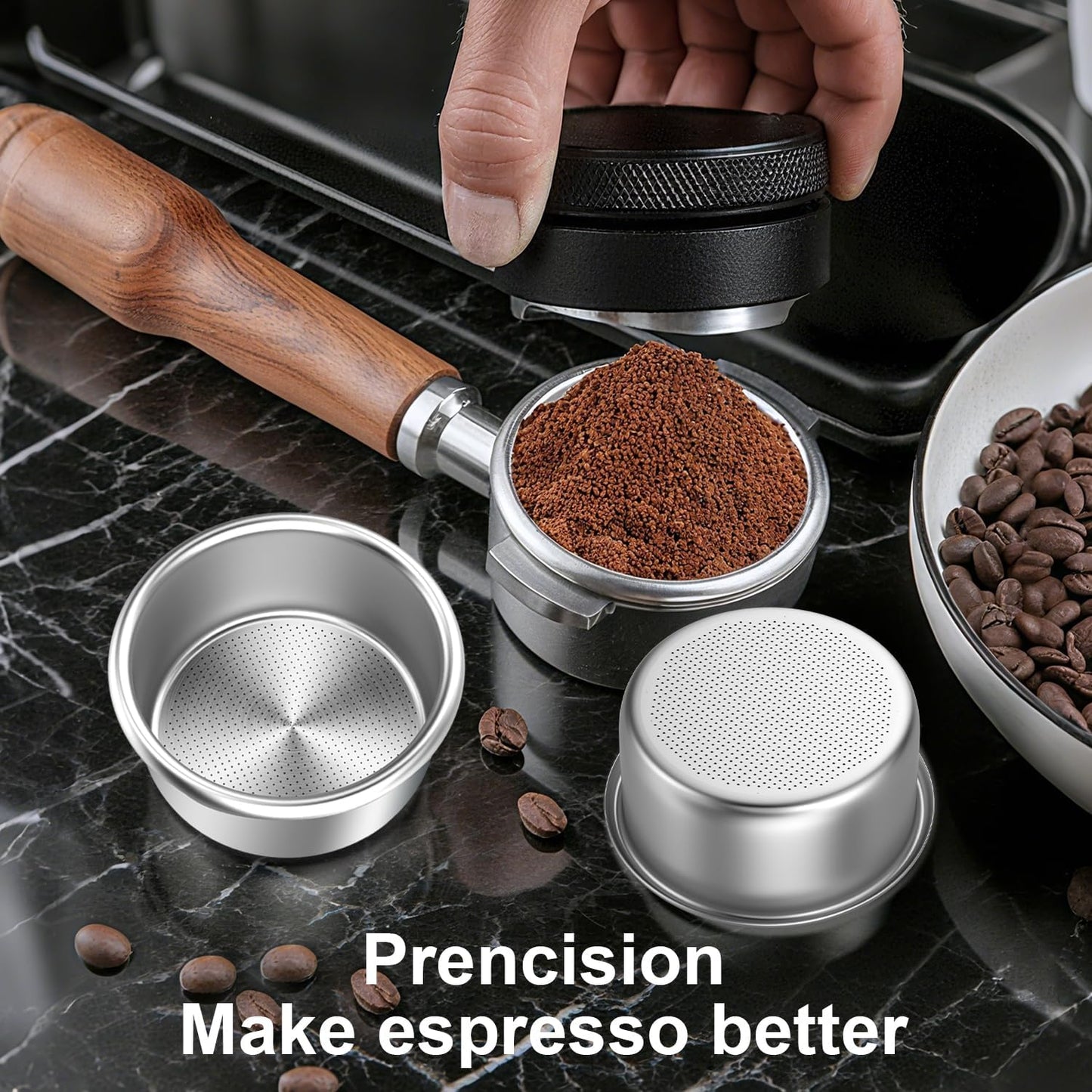 54mm Portafilter Basket Two Cup-Single Wall Filter Basket Stainless Steel Coffee Portafilter Basket Espresso Filter Basket