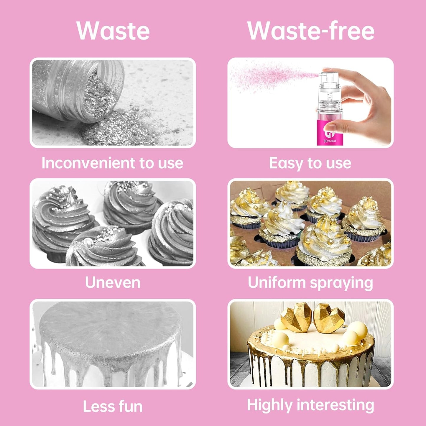 Silver Edible Glitter Spray - 10g Edible Silver Glitter for Cakes Food Grade Metallic Shimmer Powder Cake Sprinkles for Cookie Decorating Chocolate Strawberry