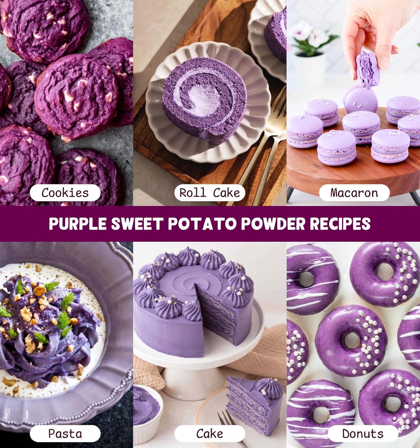 Purple Sweet Potato Powder 11.5oz (326g) - Natural Food Coloring for Baking, Drinks & Smoothies|Ube/Purple Yam Alternative, Non-GMO, Gluten-Free, Resealable Pack