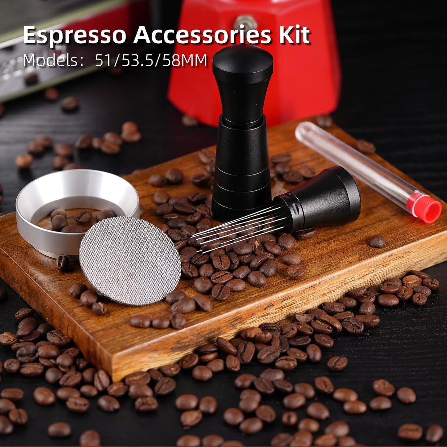 51mm WDT Tool Espresso Accessories Kit,GdHaHSP Dosing Funnel and Puck Screen Set,Espresso Stirrer Distribution Tool,Espresso Whisk for espresso tools