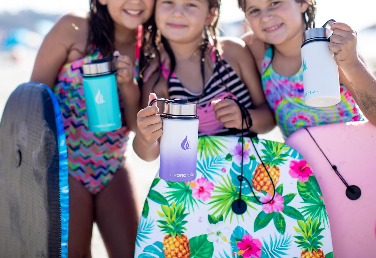 HYDRO CELL Stainless Steel Insulated Water Bottle with Straw - For Cold & Hot Drinks - Metal Vacuum Flask with Screw Cap and Modern Leakproof Sport Thermos for Adults (Lavender/White 14oz)