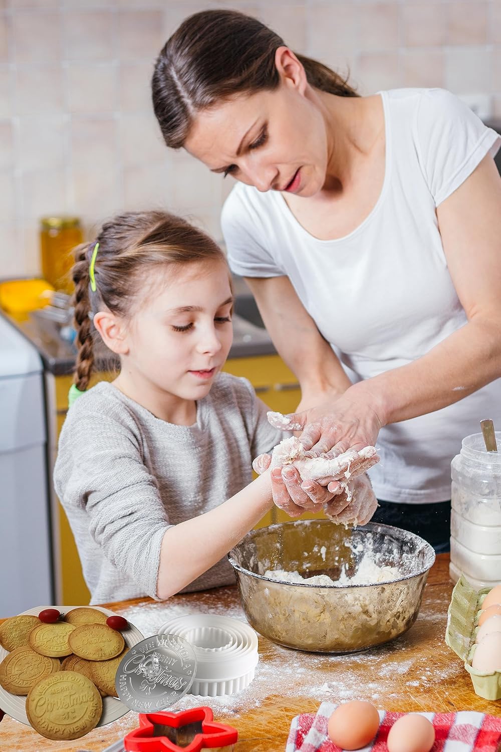 2025 Personalized Christmas Cookie Stamp Unique 3D Embossed Design Fun Tool for Baking Art (A-Merry Christmas Bow)