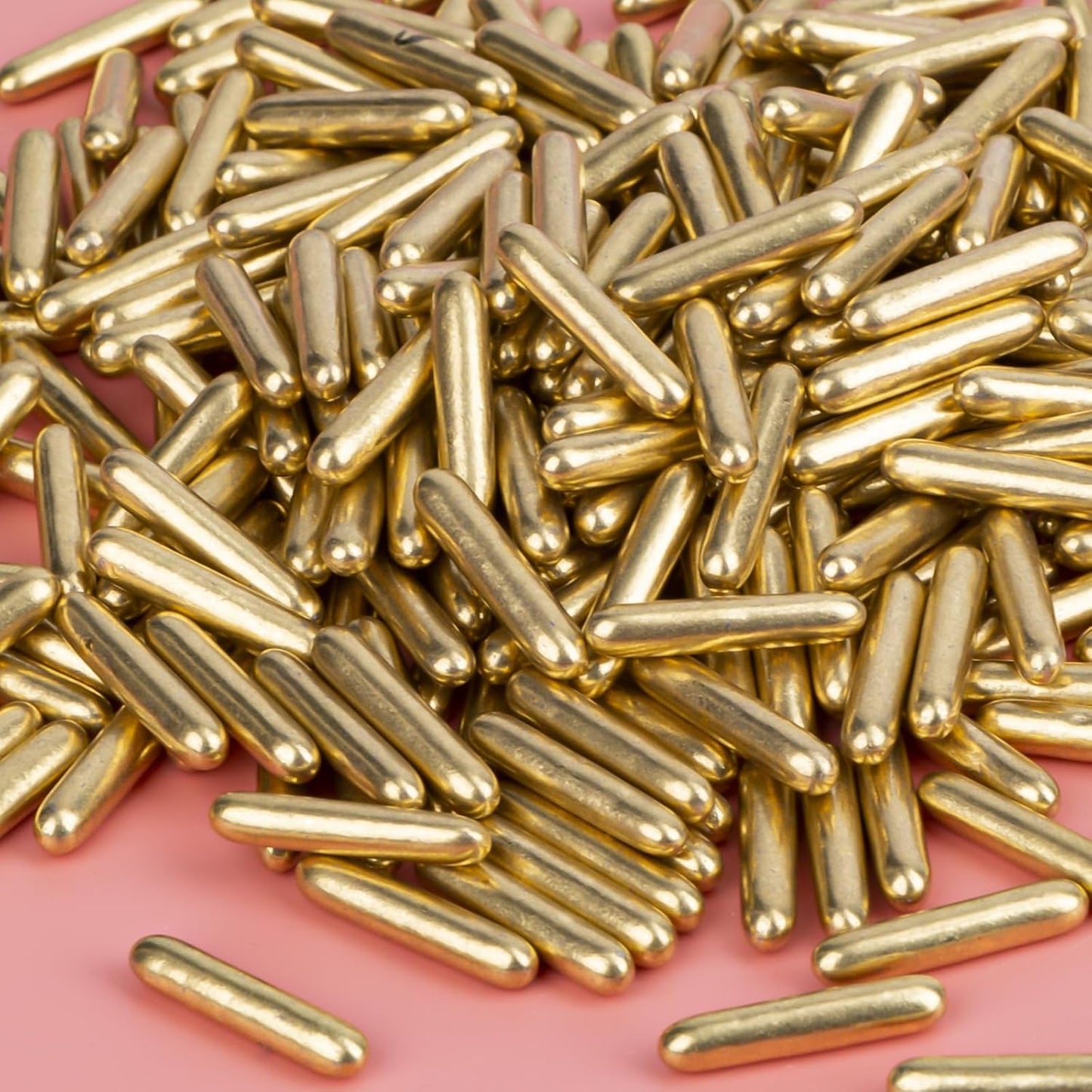 Twisweet Gold Rods Sprinkles, Edible Sugar Sprinkles for Cake Decorating, Candy Rods for Baking, Cake Topper Ice Cream Cupcake Cookie Donut Decorations, Wedding Valentines Birthday Party Christmas Easter Supplies (130g/4.58oz)