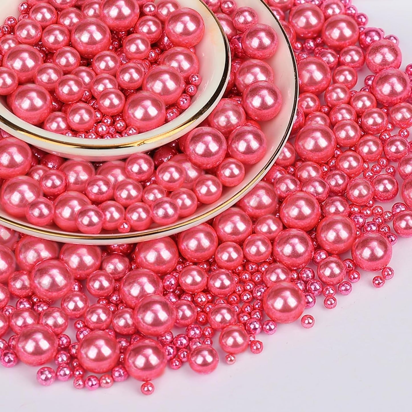 Twisweet Rose Gold Pearl Sprinkles for Cake Decorating, Edible Sugar Pearls for Baking, Mix Size, Cake Topper Cupcake Cookie Ice Cream Dessert Decorations, Valentine Mother's Day Birthday Wedding Party Supplies(130g/4.58oz)