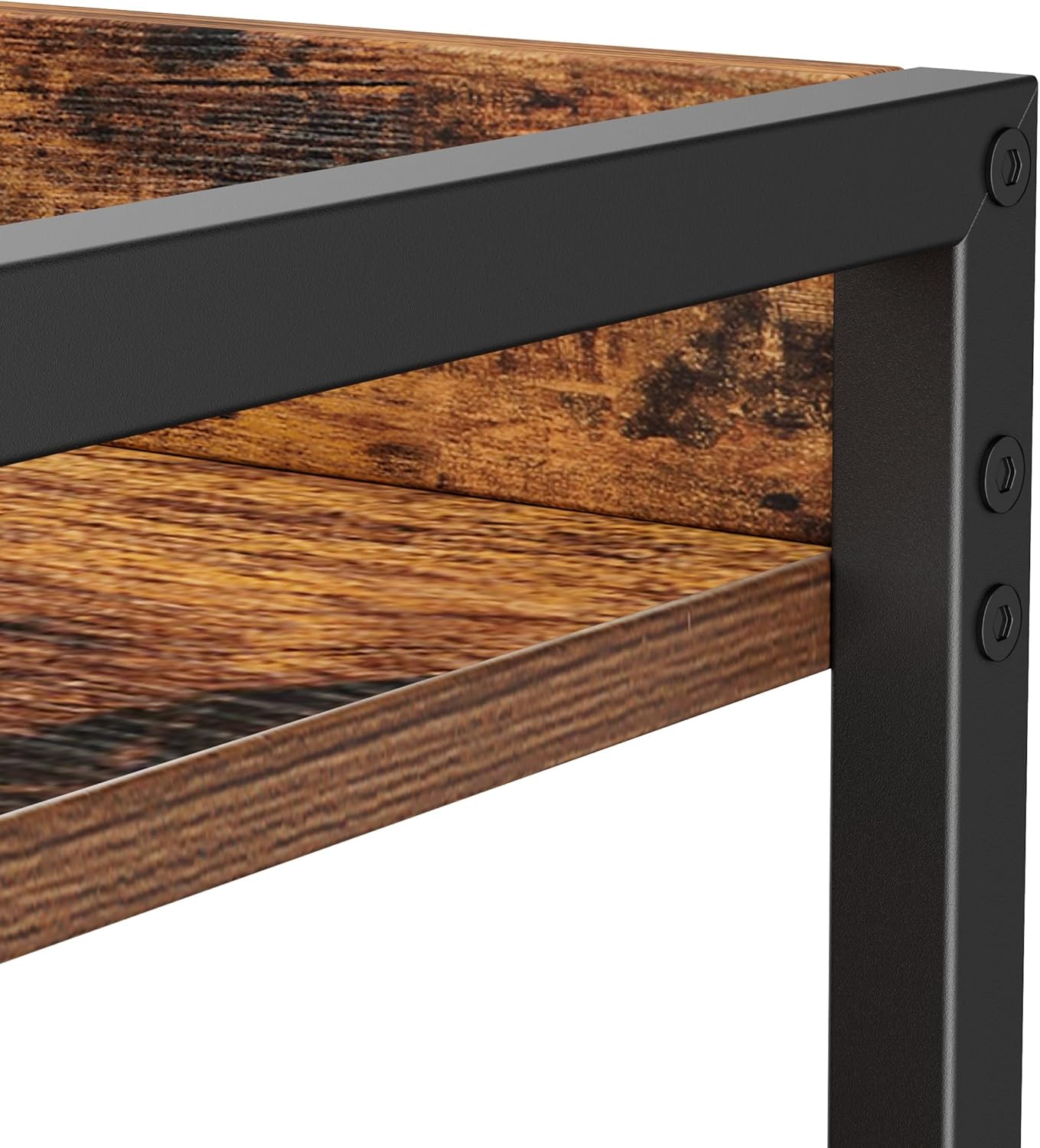 3-Tier Kitchen Spice Rack Organizer for Countertop, Coffee Counter Shelf, Mug Shelf, Bathroom Counter Organizer, Makeup Organizer, Rustic Brown and Black