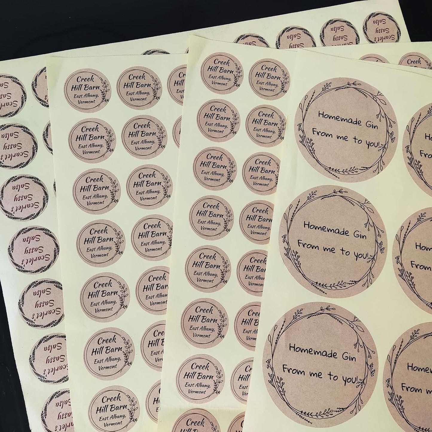 Custom Stickers Kraft Paper Labels Personalized Withe Text, Business Logo Customized Food Jars Labels Bakery Label Sticker Package Favor Canning Circle 100pcs (Style 2)