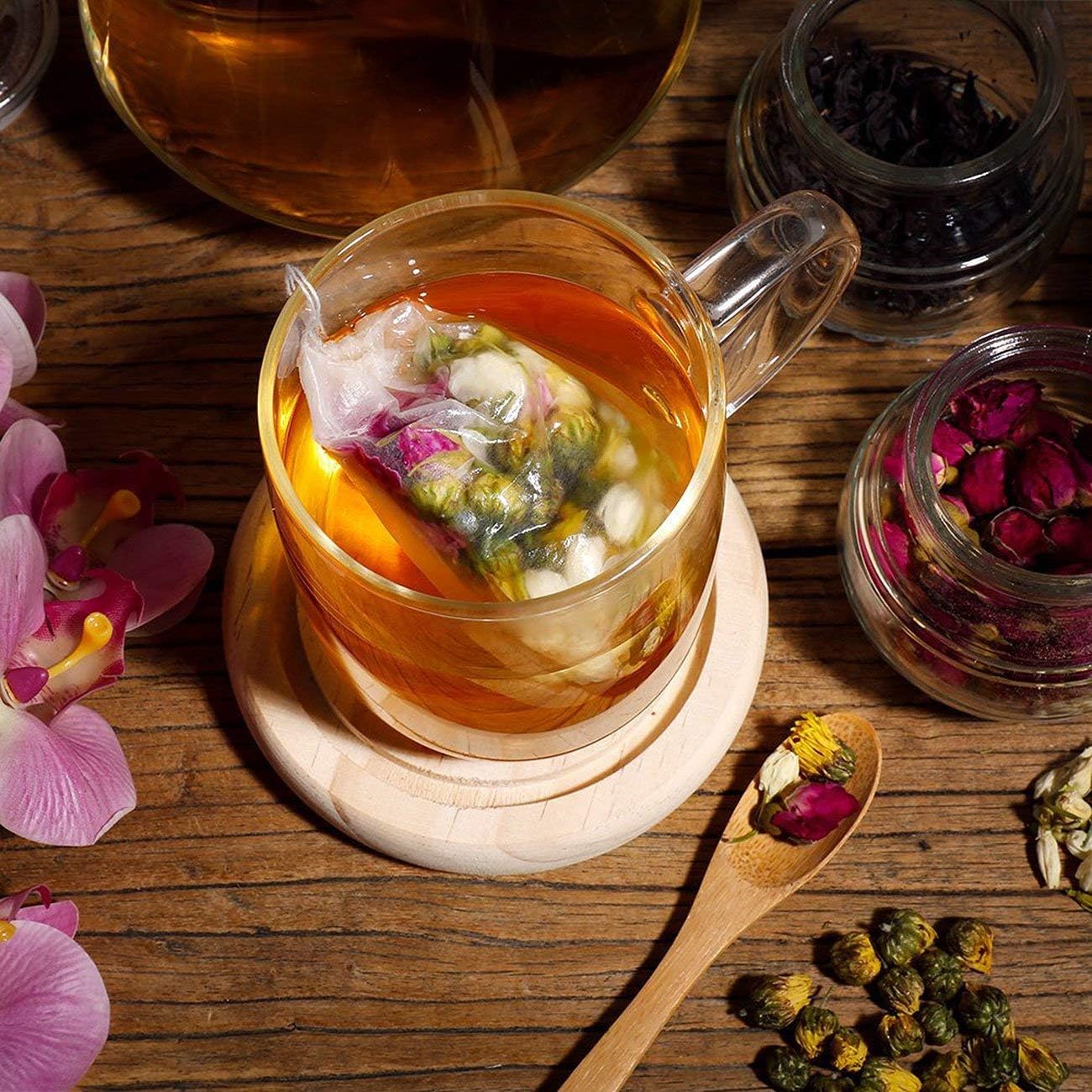 200 Pcs Disposable Tea Bags for Loose Leaf Tea, Empty Tea Bags for Loose Tea with Drawstring, Natural Tea Filter Bags for Loose Tea