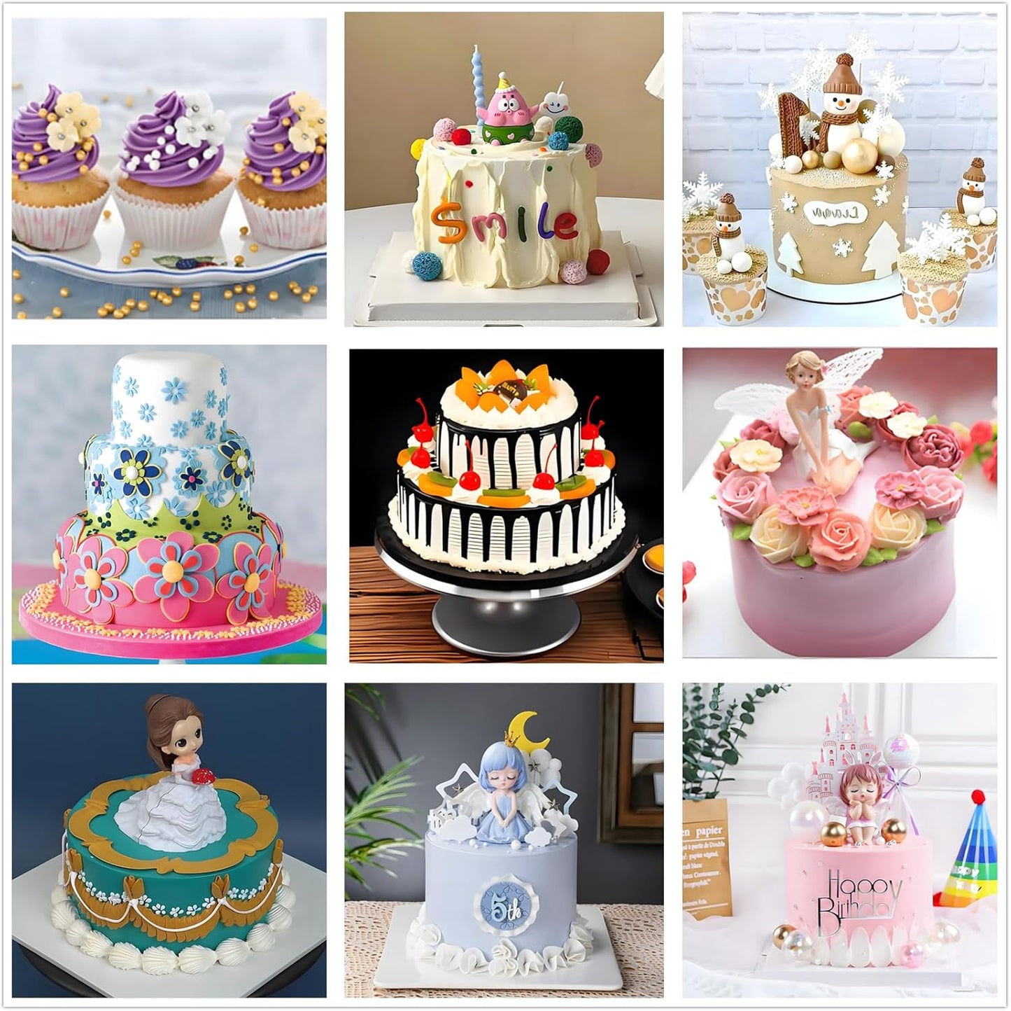 237 Pcs Cake Decorating Kit with Aluminium Alloy Rotating Cake Turntable,Cake Leveler,24 Numbered Icing Tips,2 Coupler,2 Spatulas,3 Comb Scrapers,100 Disposable Pastry Bags