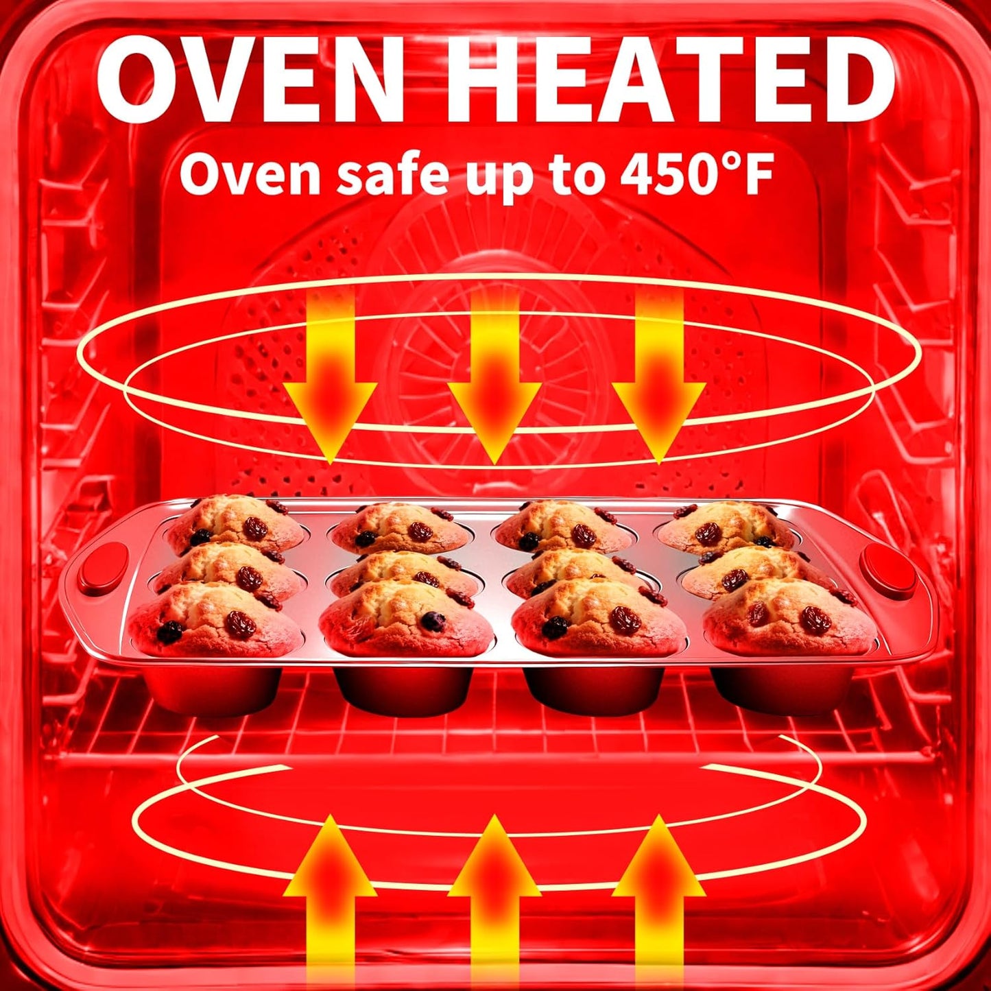 Muffin Pan 6-Cup, 2-Pack Nonstick 6 Tin Cupcake Pan with Silicone Grip Handles, Toaster Oven Baking Supplies Small Cheesecake Cup Cake Tray- Non-toxic & Dishwasher Safe