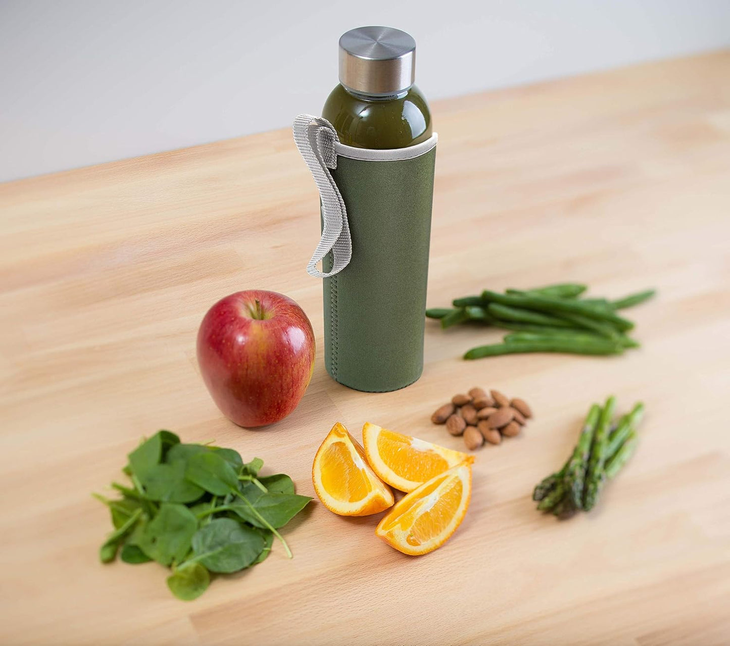 Epica glass bottles with lids – 18oz glass water bottles, reusable juice bottle with lids for storing juices, reusable water bottle durable & ecofriendly set of 6 with Sleeves